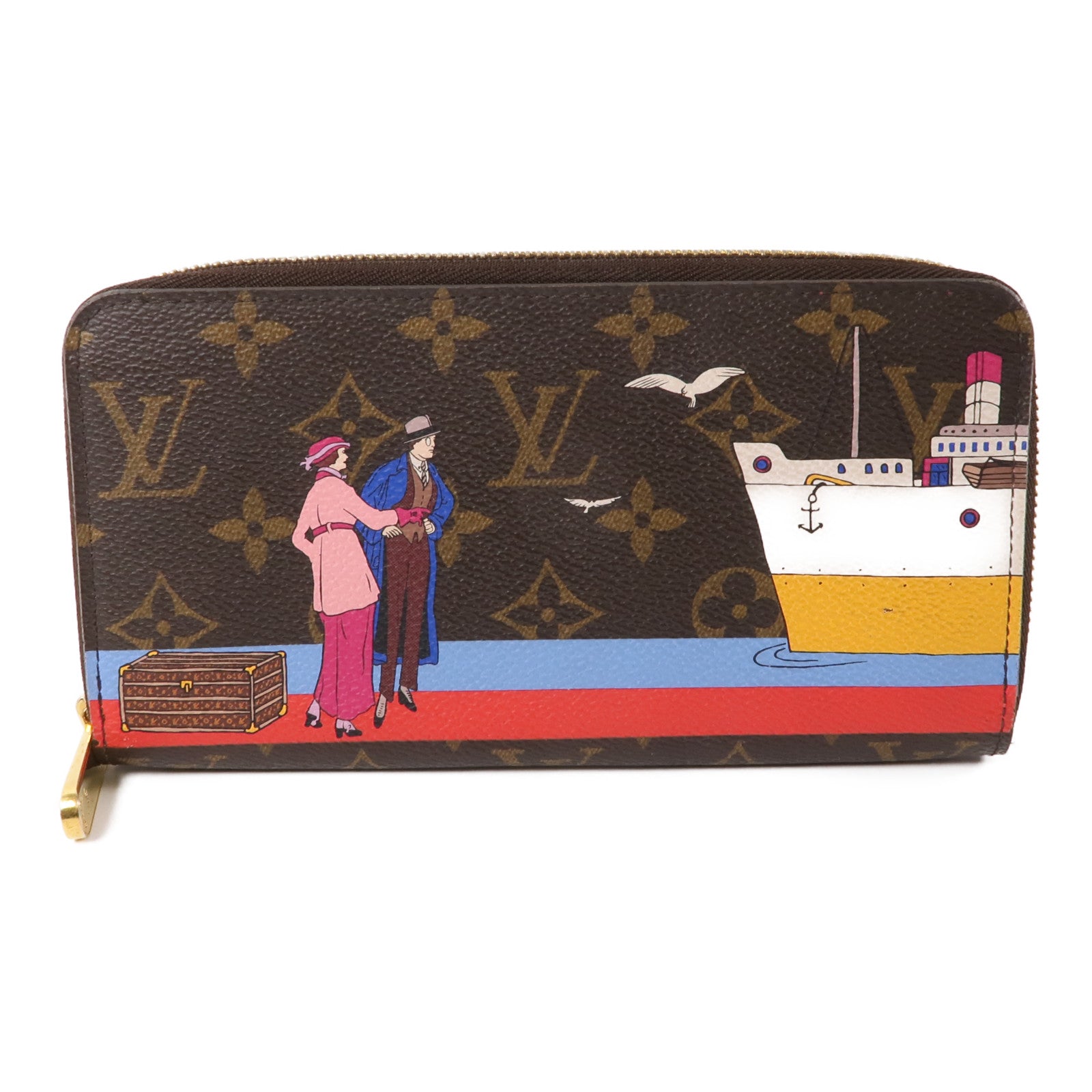 LOUIS VUITTON Monogram Zippy Wallet金扣長錢包棕色