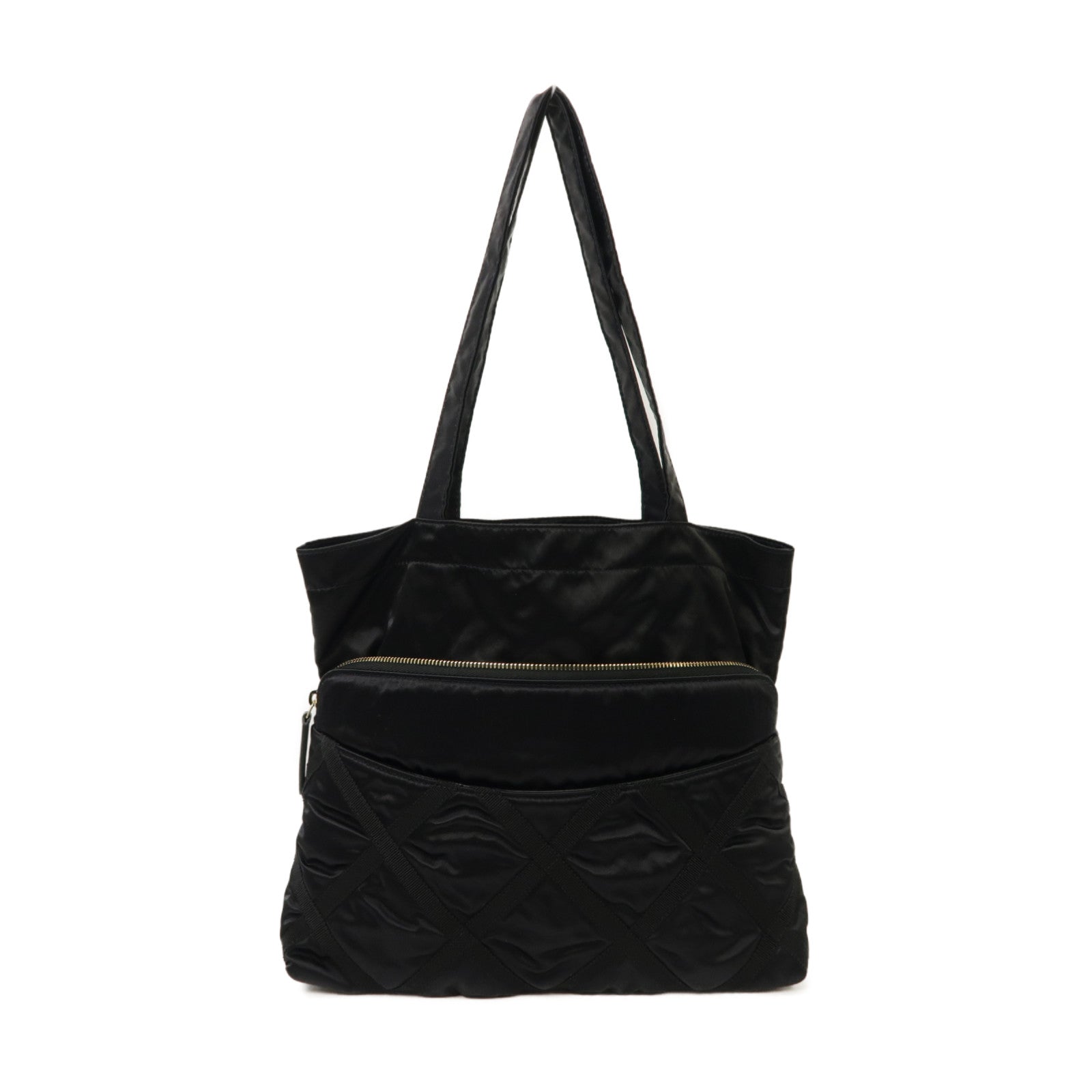 CHANEL 尼龍Pouch/Tote Bag金扣手拿包/手挽兩用袋黑色