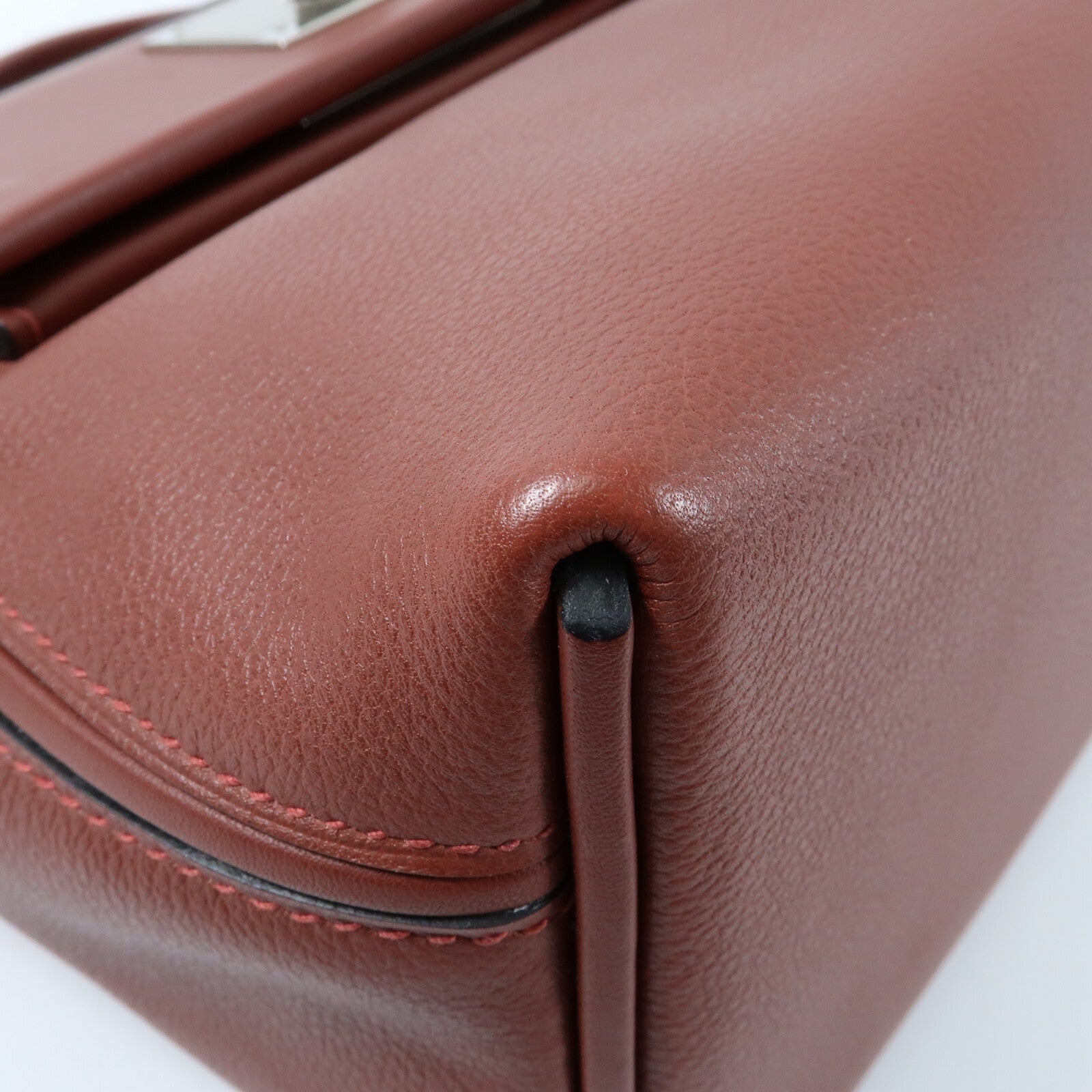 HERMES Evercolor皮革24/24 Mini銀扣手挽肩背兩用袋Rougeh