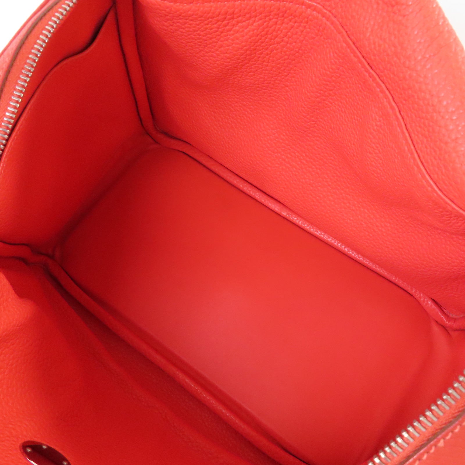 HERMES Clemence皮革Lindy 30 Shoulder Bag銀扣肩背袋9M Sanguine三文魚紅色/2R Rouge Pivoine牡丹紅色