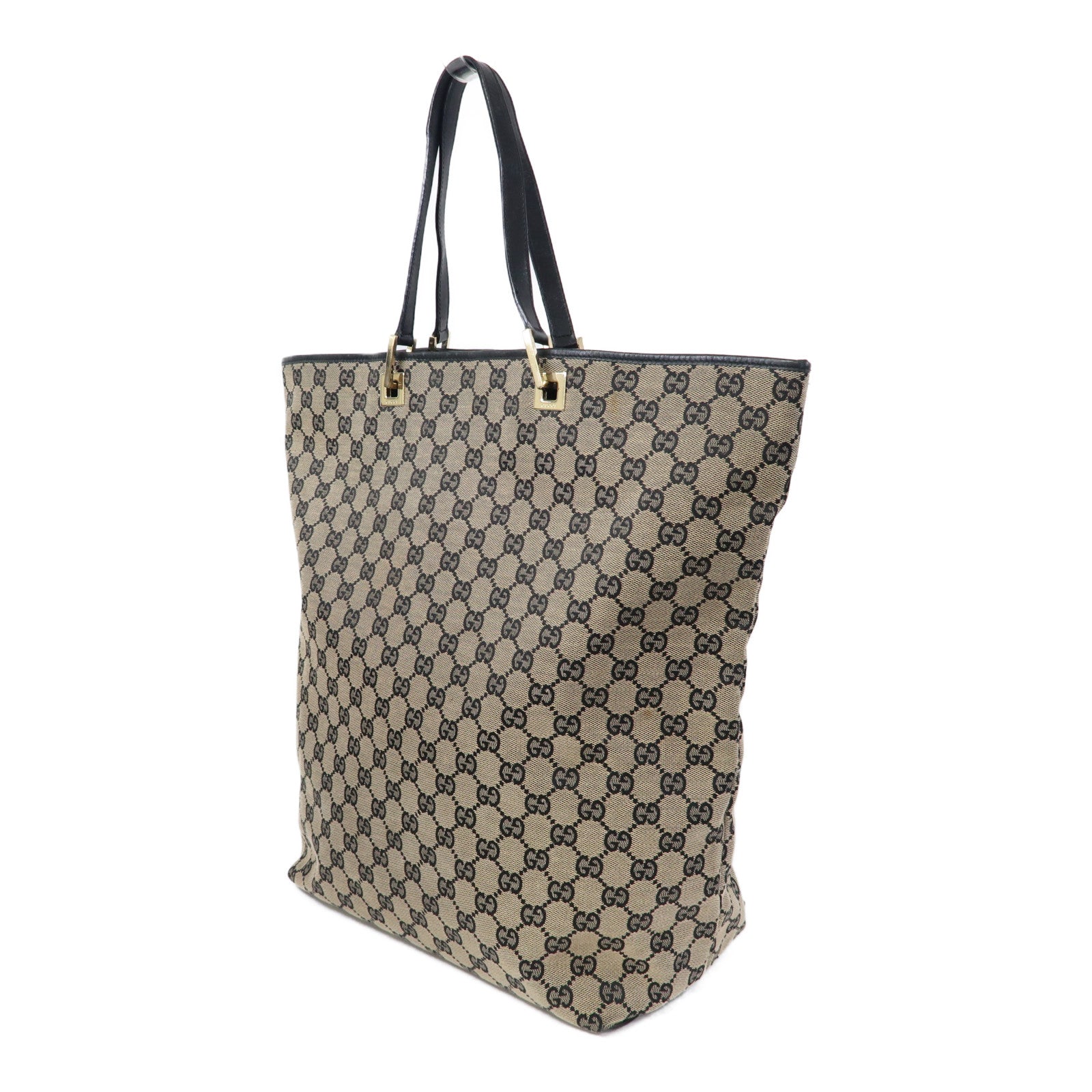 GUCCI 帆布Tote Bag金扣手挽袋啡色