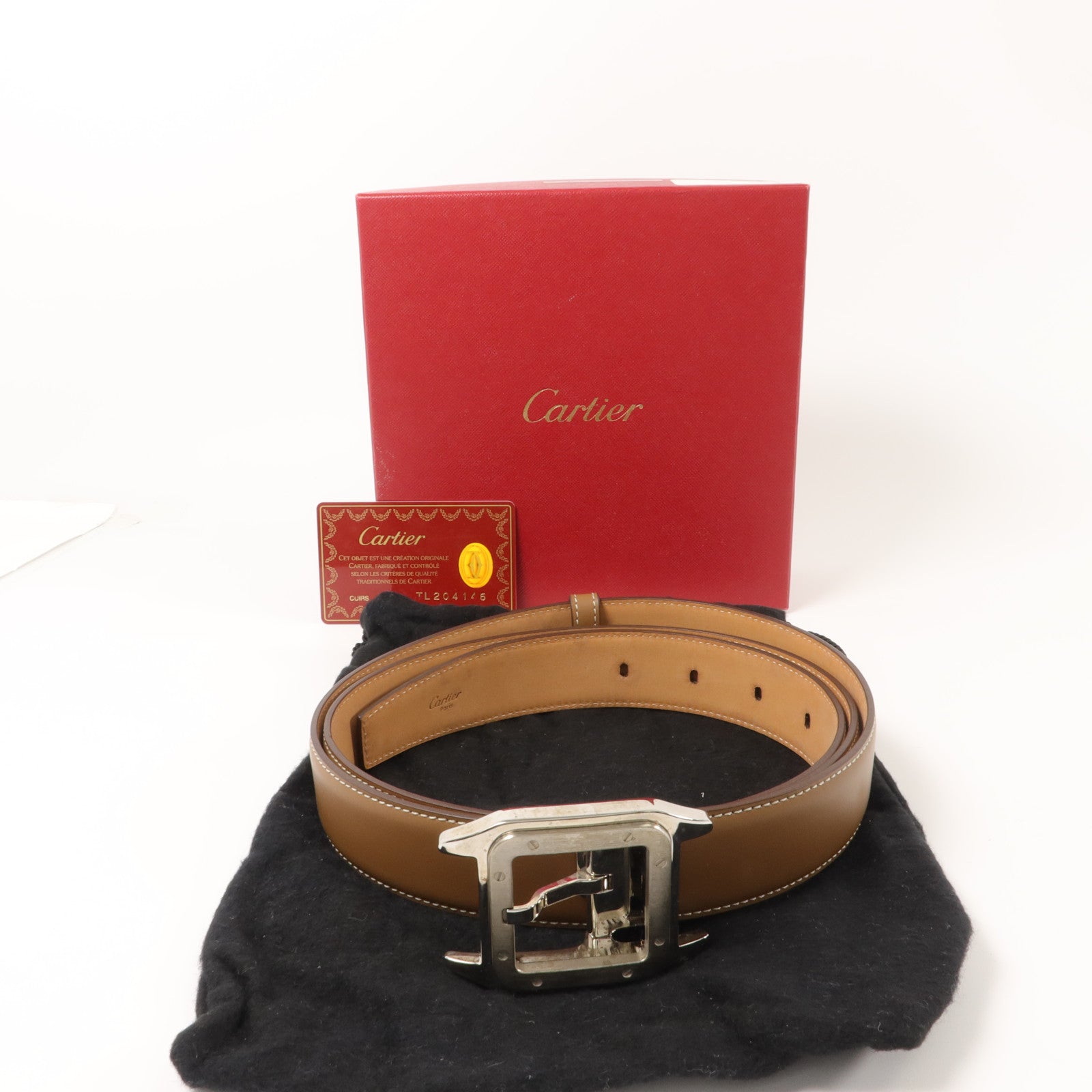 CARTIER 牛皮皮革Santos de Cartier Belt 105cm皮帶