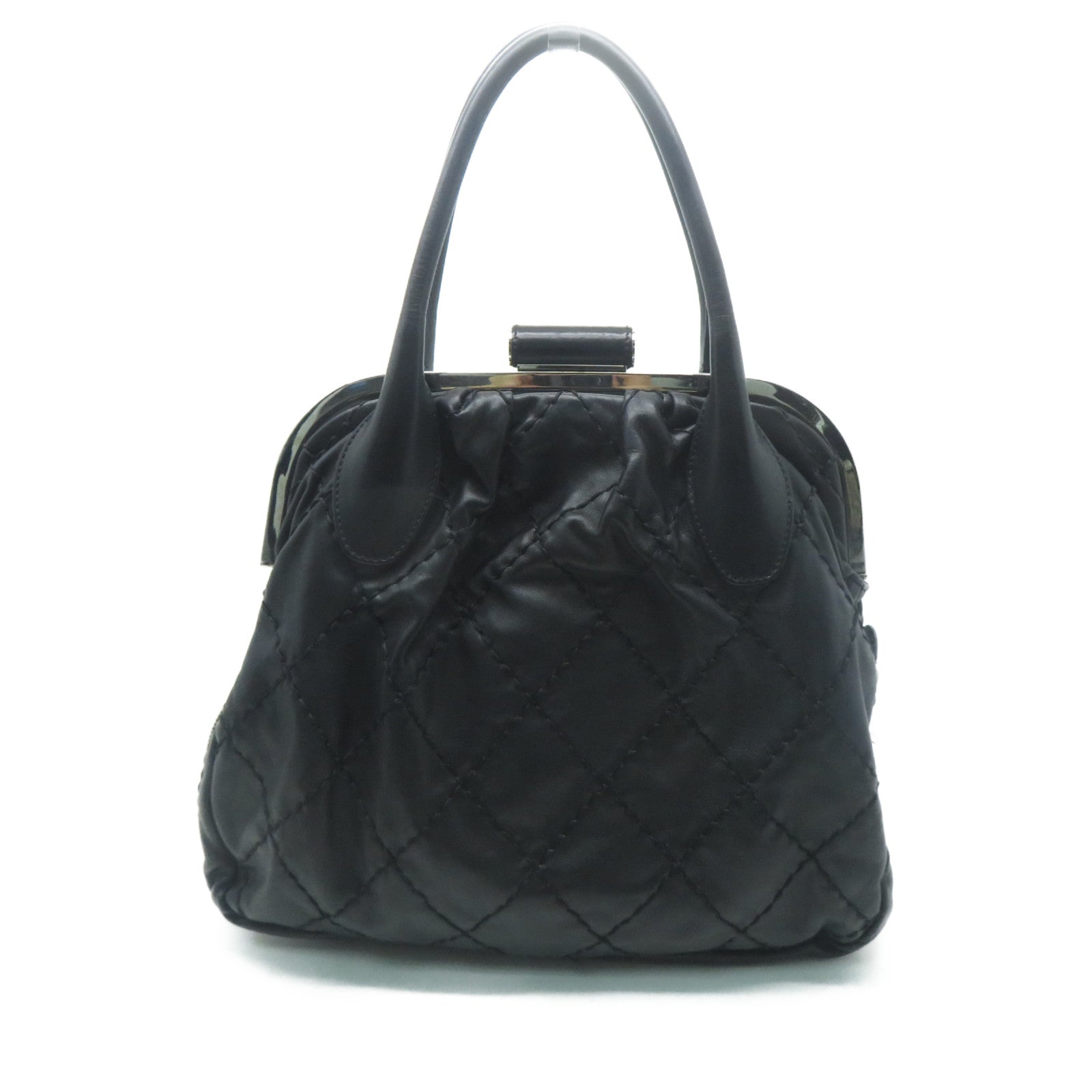 CHANEL 【清倉大減價】菱格牛皮皮革Tote Bag銀扣手挽袋黑色