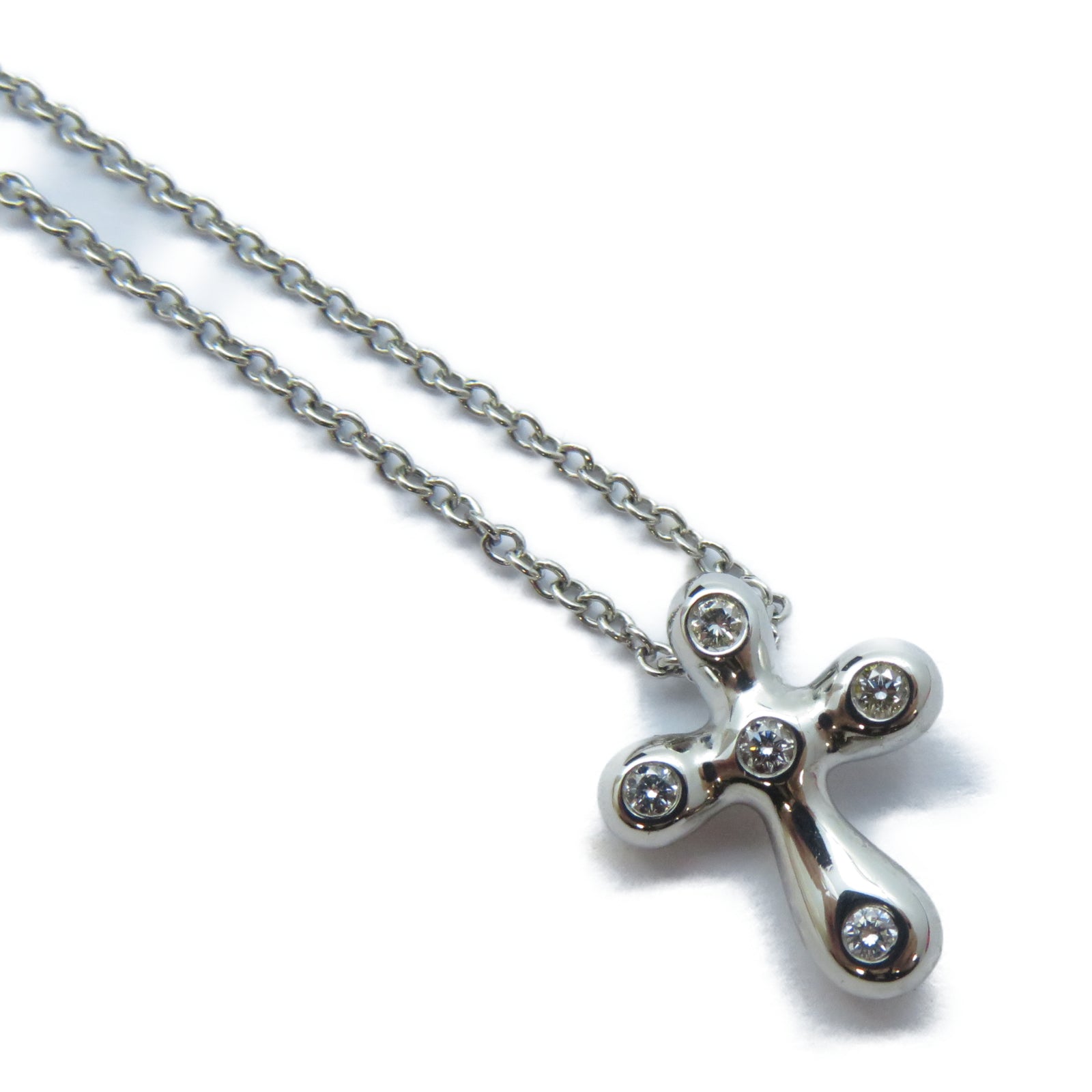TIFFANY＆CO PT950鉑金Elsa Peretti Cross Diamond Necklace鑽石項鍊