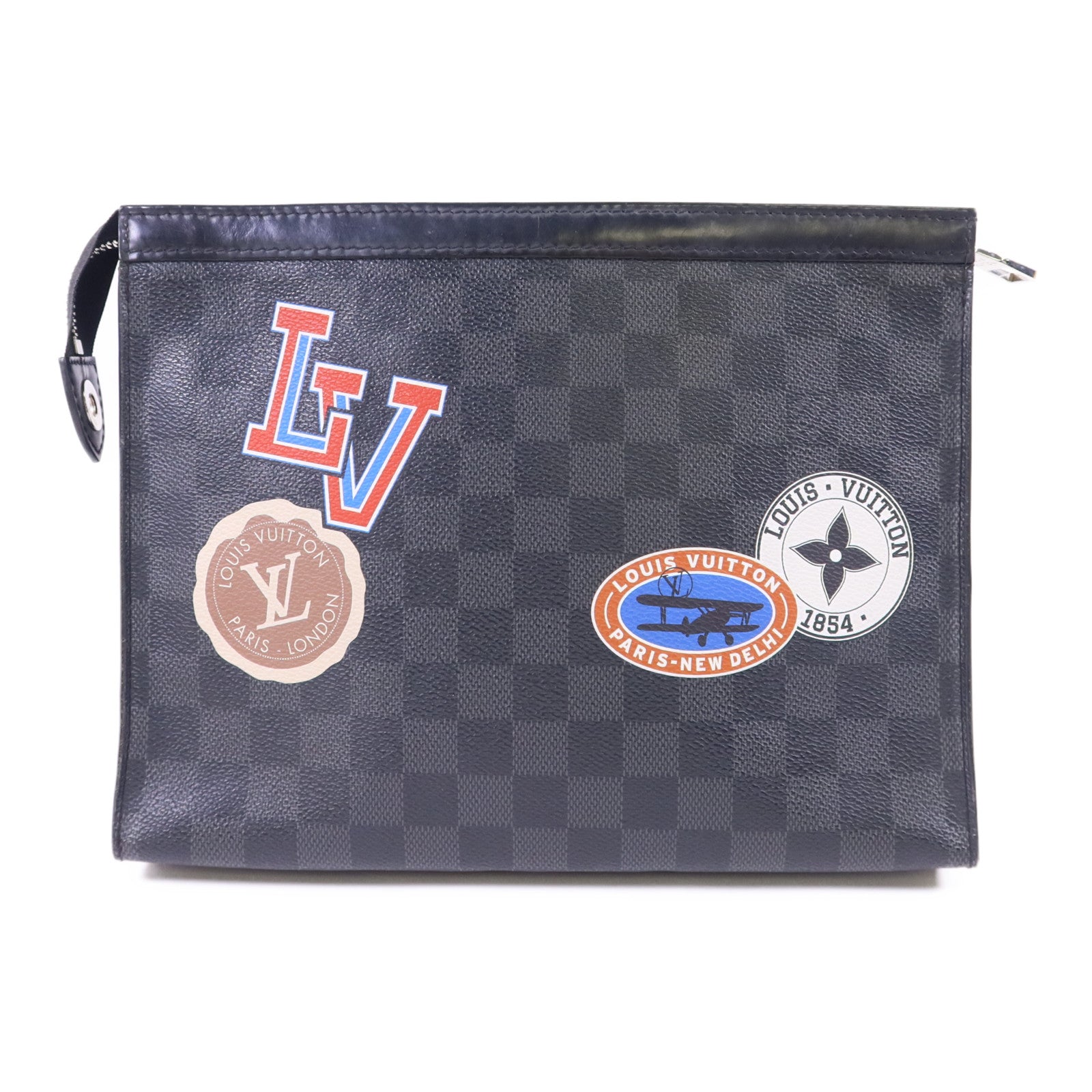 LOUIS VUITTON Damier Graphite Pochette Voyage MM銀扣手拿包