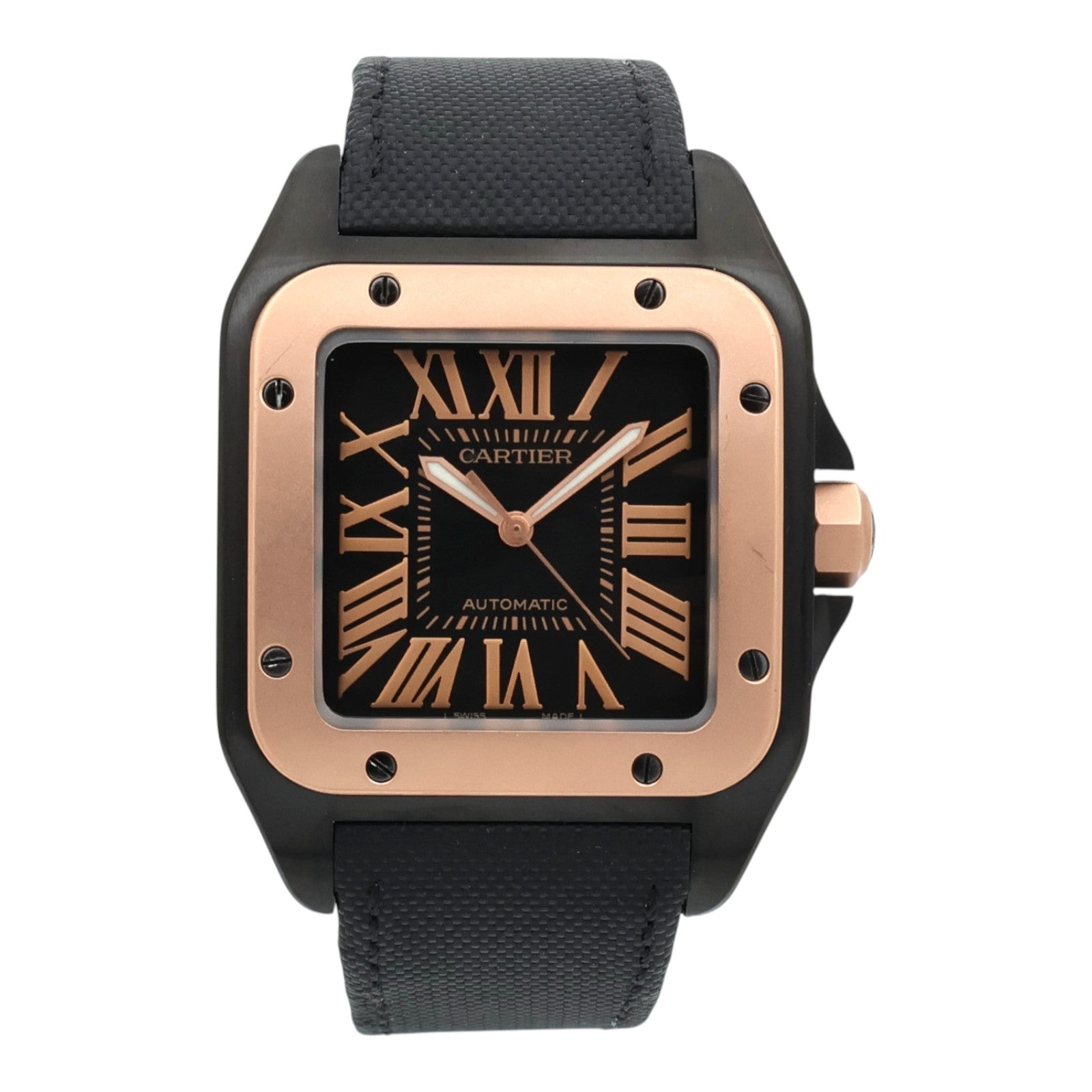 CARTIER Santos 100 Carbon Gold Bezel