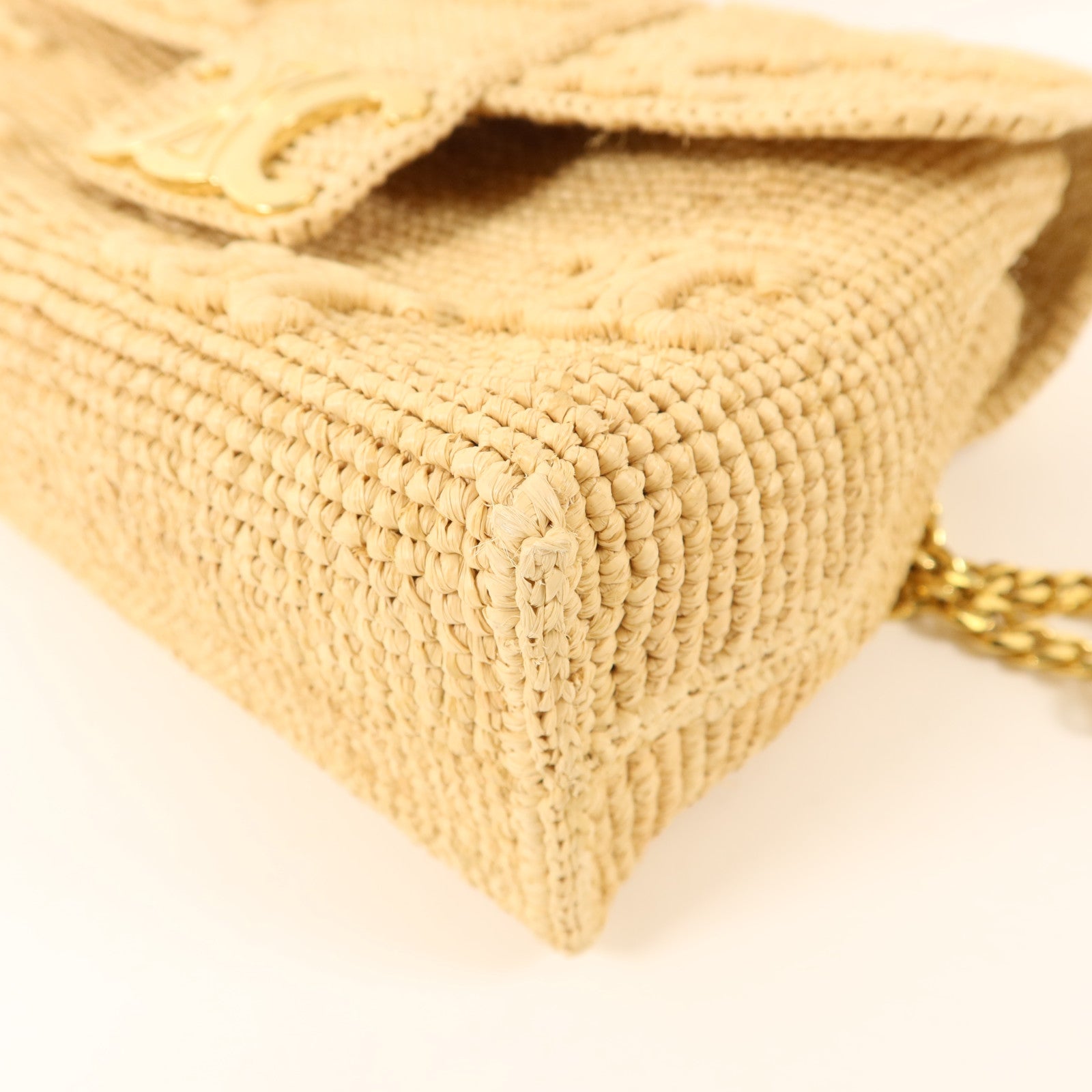 CELINE Raffia Victoire Bag金扣鏈帶肩背袋