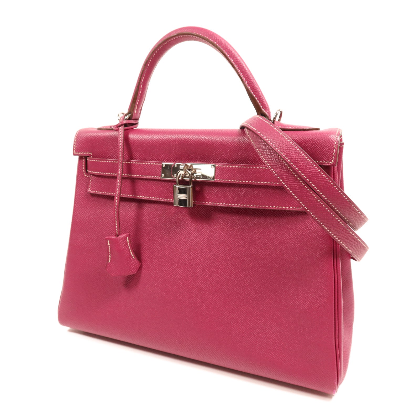 HERMES Epsom皮革Kelly 32銀扣手挽肩背兩用袋Tosca
