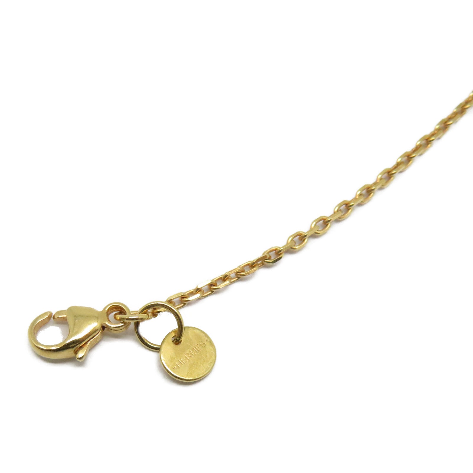 HERMES 【激減優惠】Swift皮革/金屬As de Coeur Pendant項鍊白色/金色