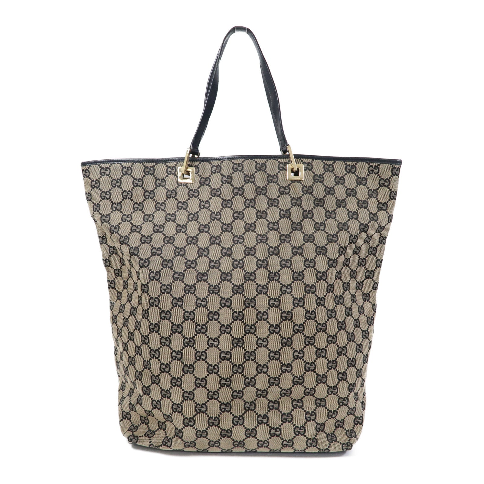 GUCCI 帆布Tote Bag金扣手挽袋啡色