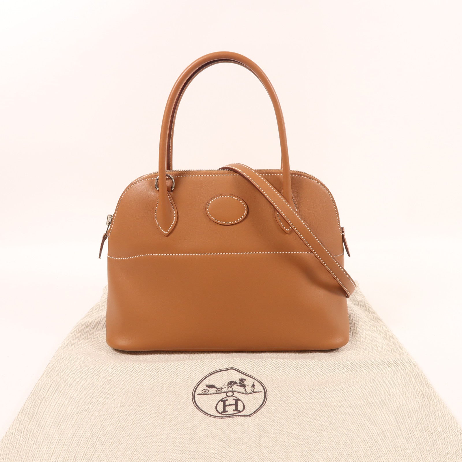 HERMES Swift皮革Bolide 27銀扣手挽肩背兩用袋金色