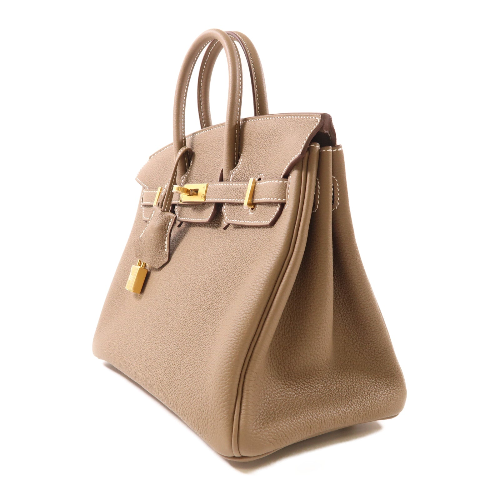 HERMES ogo皮革Birkin 25金扣手挽袋Etoupe大象灰色