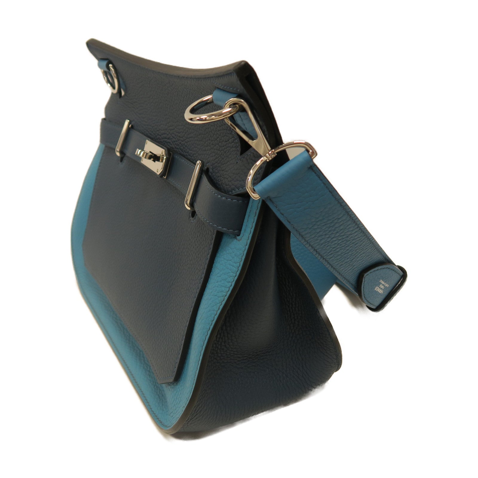 HERMES 【激減優惠】Clemence皮革Jypsiere 31銀扣肩背袋藍色