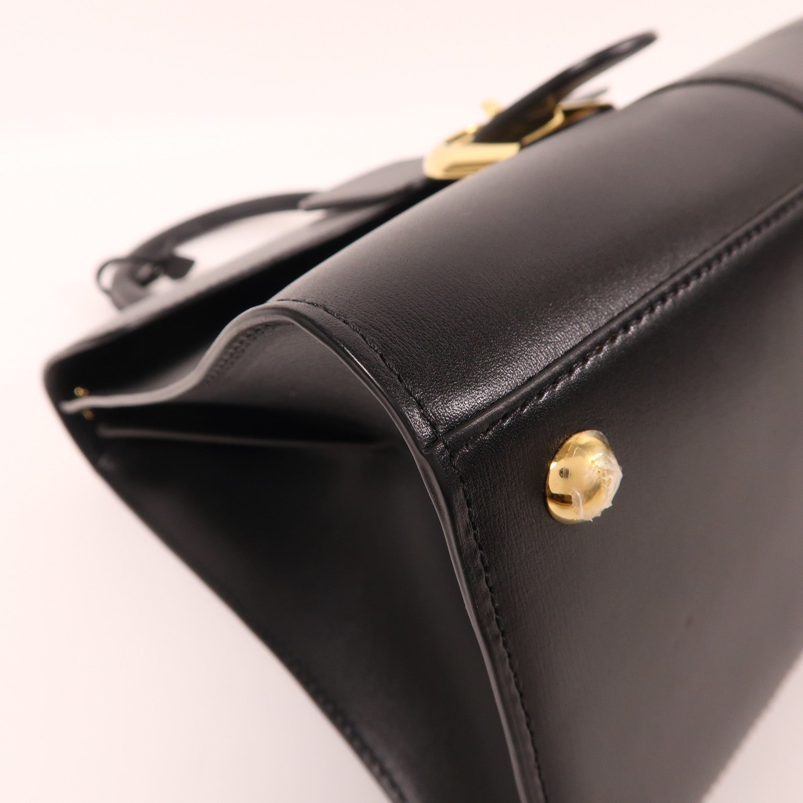 Delvaux GHW Brillant MM 2 Way Shoulder Bag Calfskin Leather Black