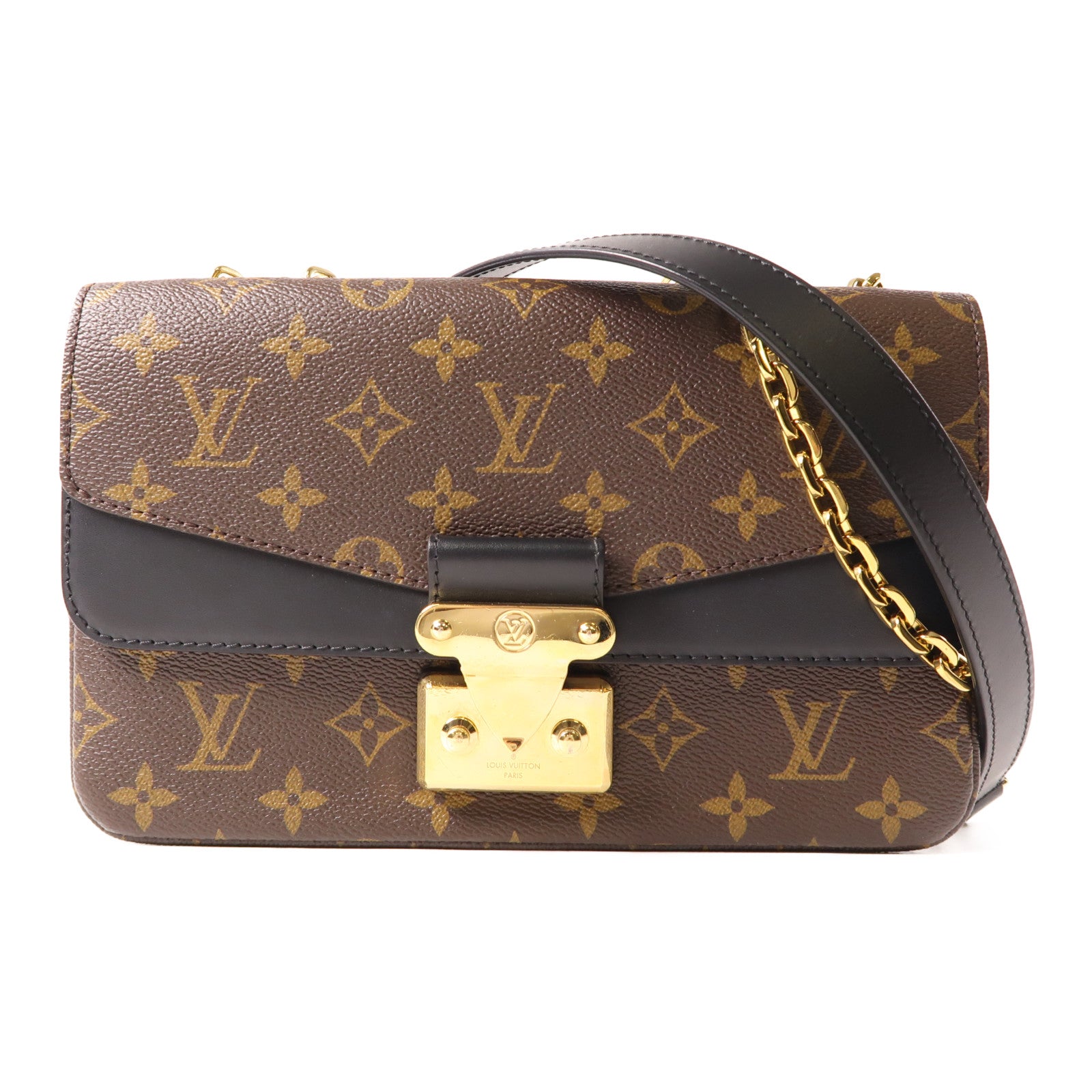 LOUIS VUITTON Monogram Marceau金扣鏈帶肩背袋棕色