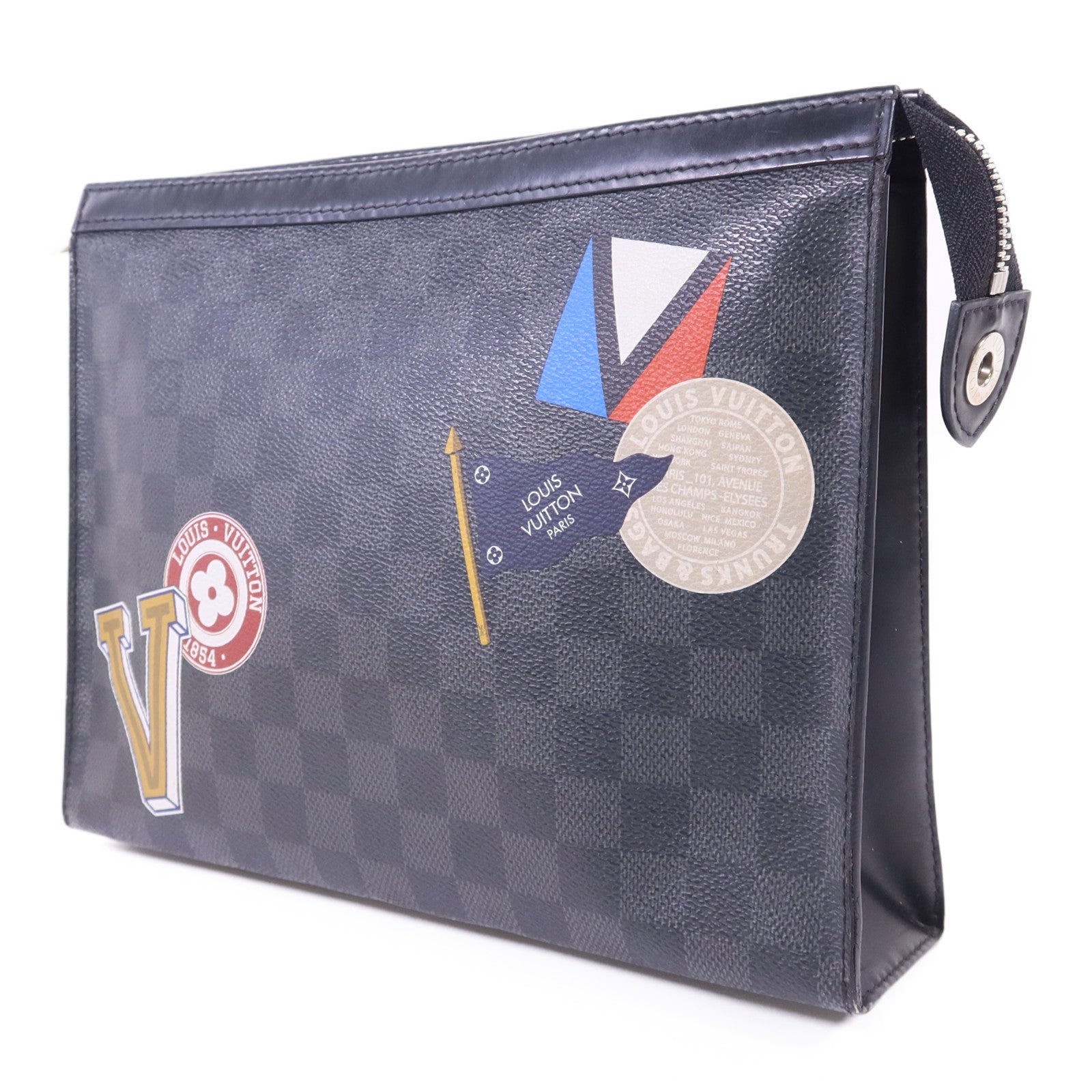 LOUIS VUITTON Damier Graphite Pochette Voyage MM銀扣手拿包