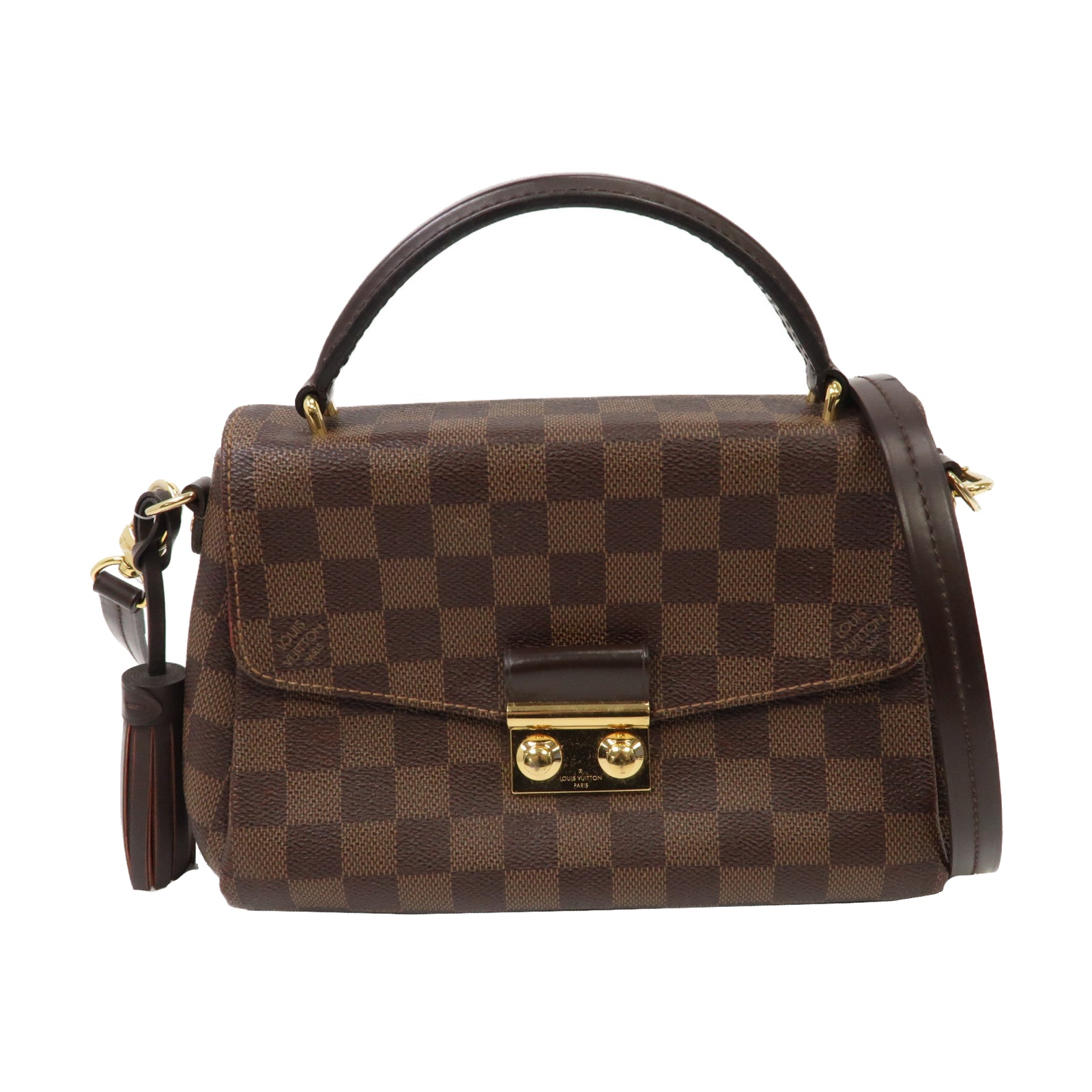 LOUIS VUITTON Damier Ebene Croisette金扣手挽肩背兩用袋啡色
