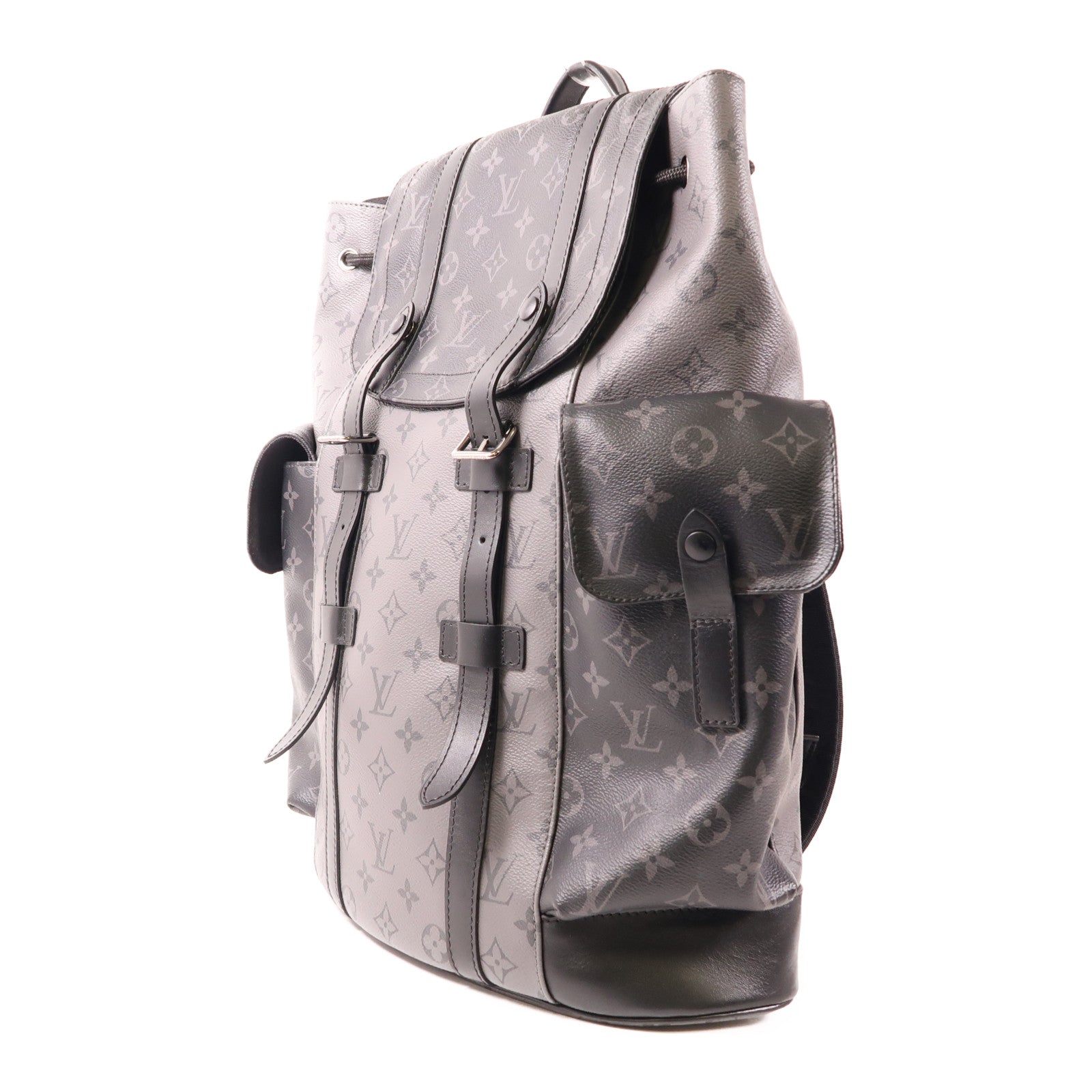LOUIS VUITTON Monogram Eclipse Christopher MM銀扣背包