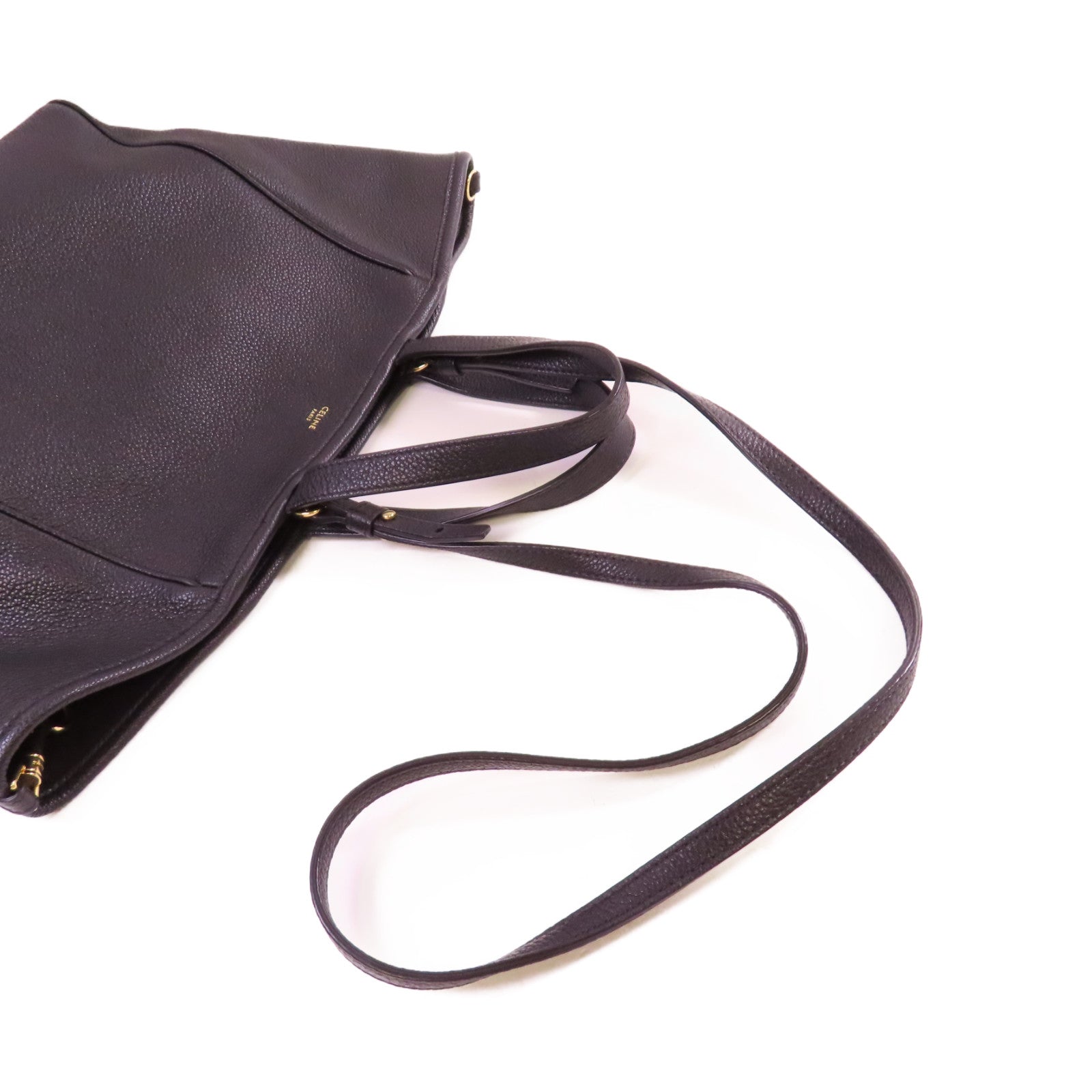 CELINE 牛皮皮革Tote Bag金扣手挽肩背兩用袋黑色
