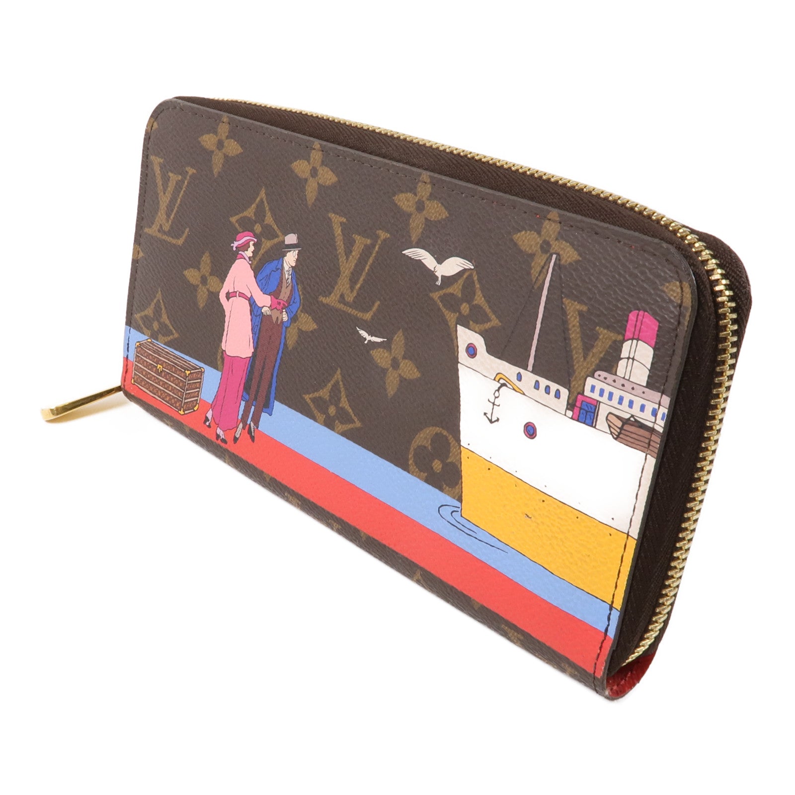 LOUIS VUITTON Monogram Zippy Wallet金扣長錢包棕色