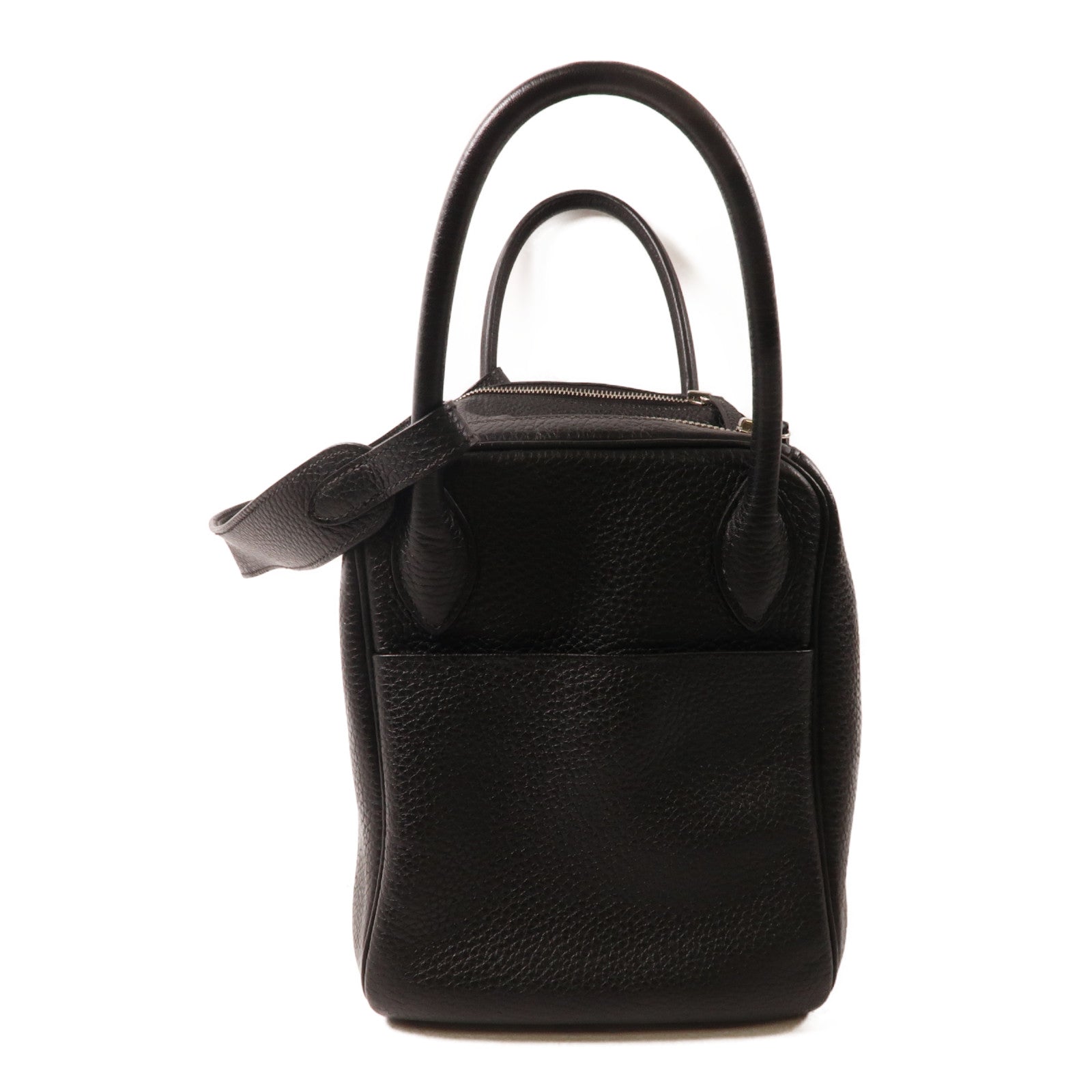 HERMES Clemence皮革Lindy 30銀扣肩背袋Noir黑色