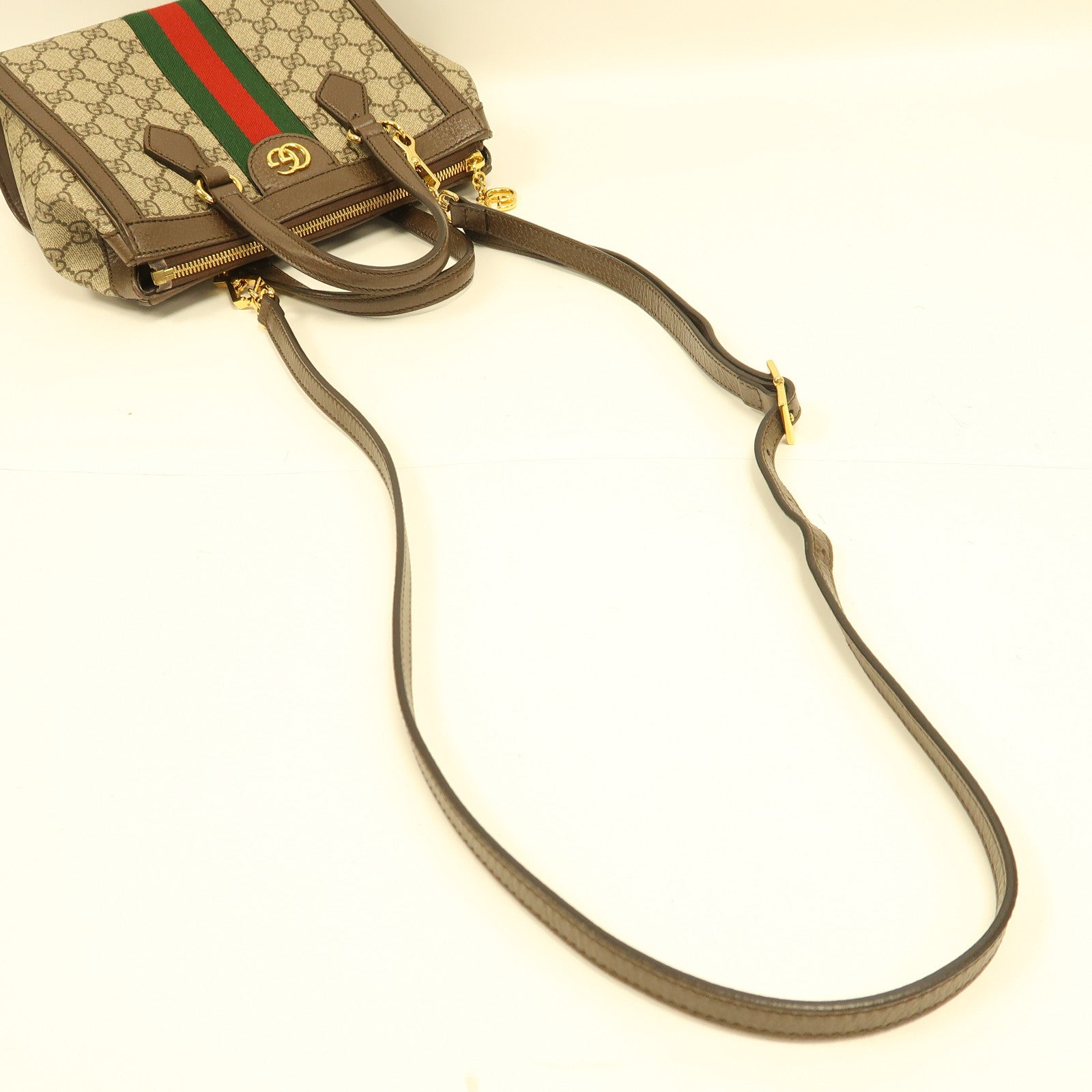 GUCCI 塗層帆布Ophidia Small Tote金扣手挽肩背兩用袋啡色