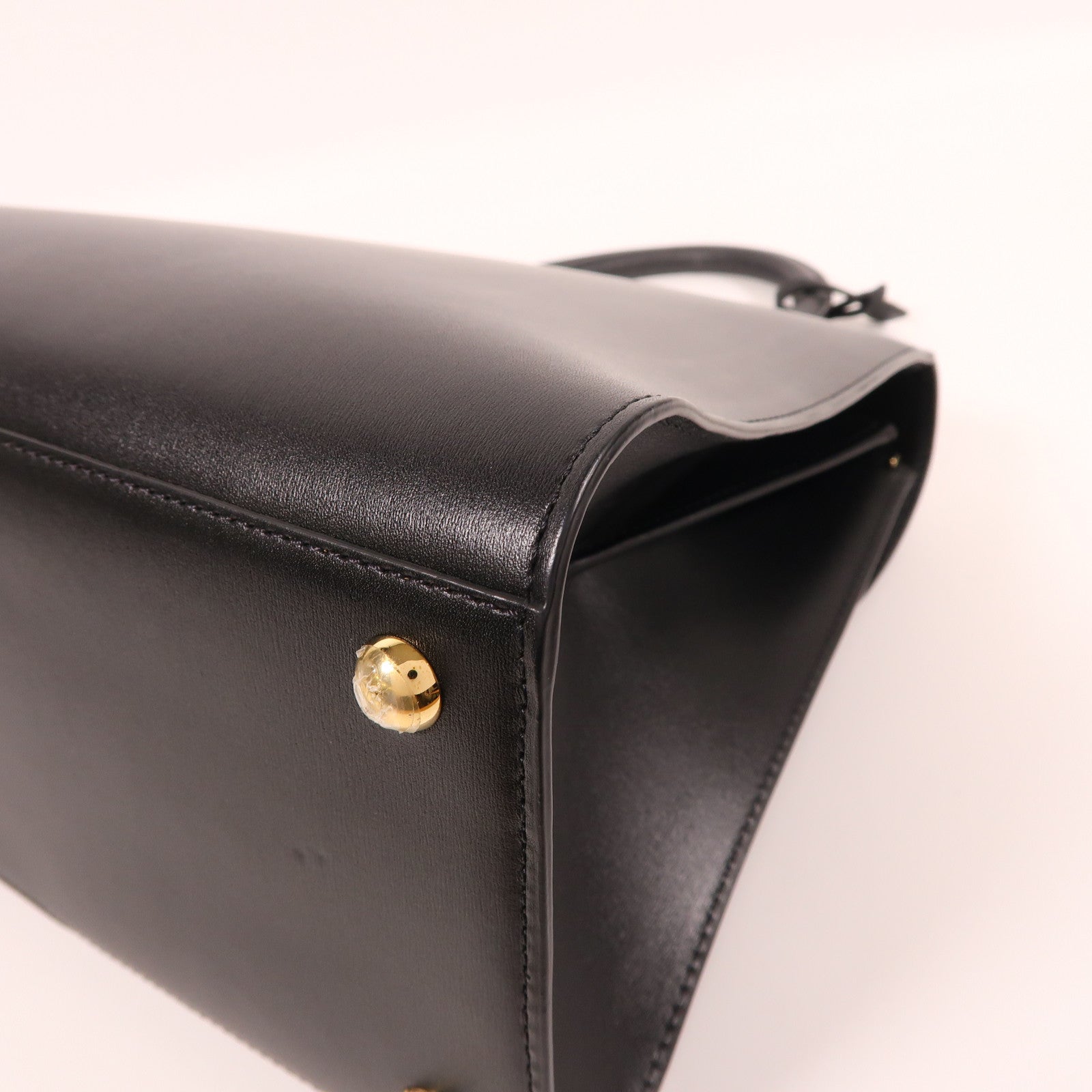 Delvaux GHW Brillant MM 2 Way Shoulder Bag Calfskin Leather Black