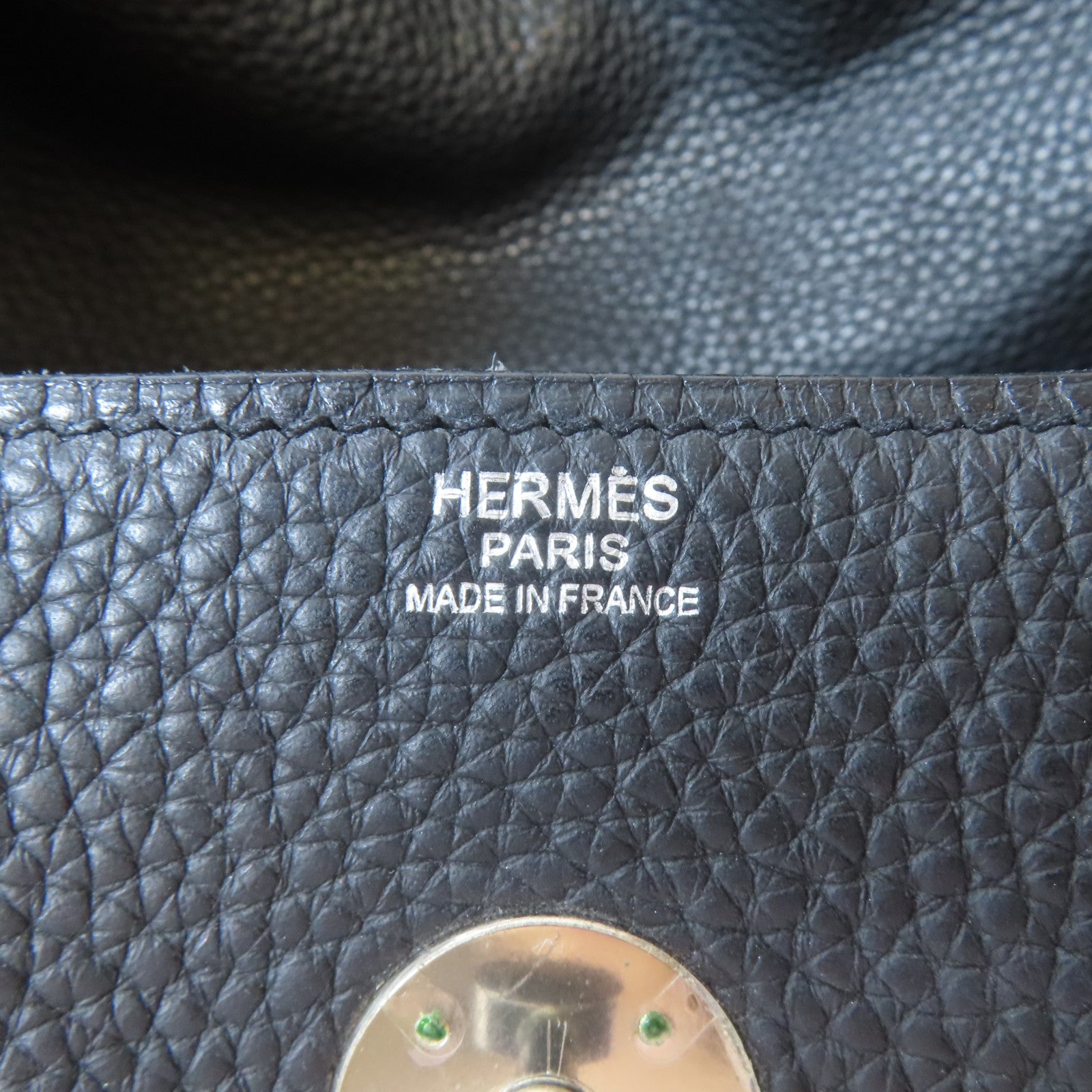 HERMES Clemence皮革Lindy 34銀扣手挽肩背兩用袋Noir/黑色