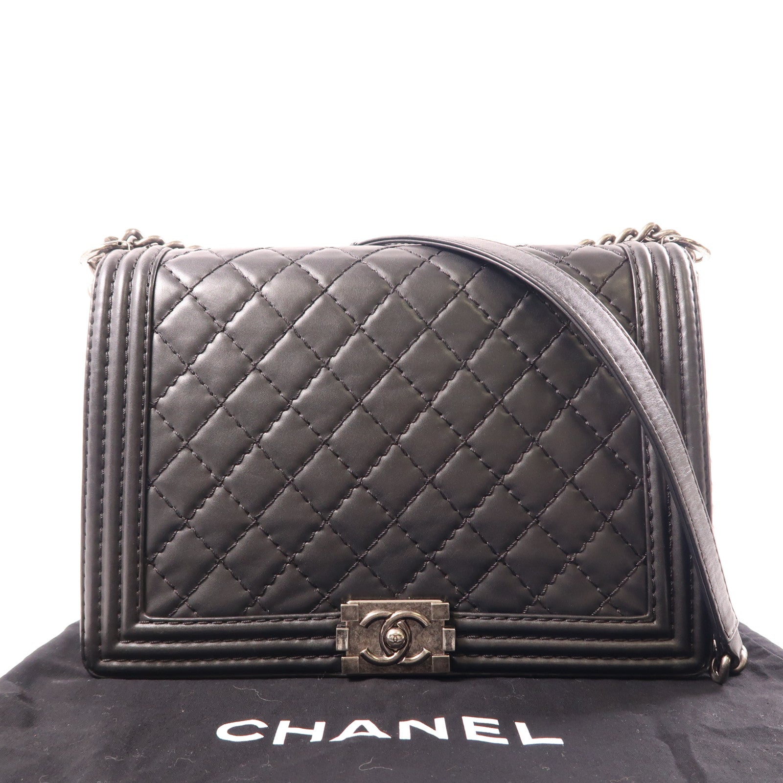CHANEL CC SHW Boy 30 Crossbody Chain Shoulder Bag Leather
