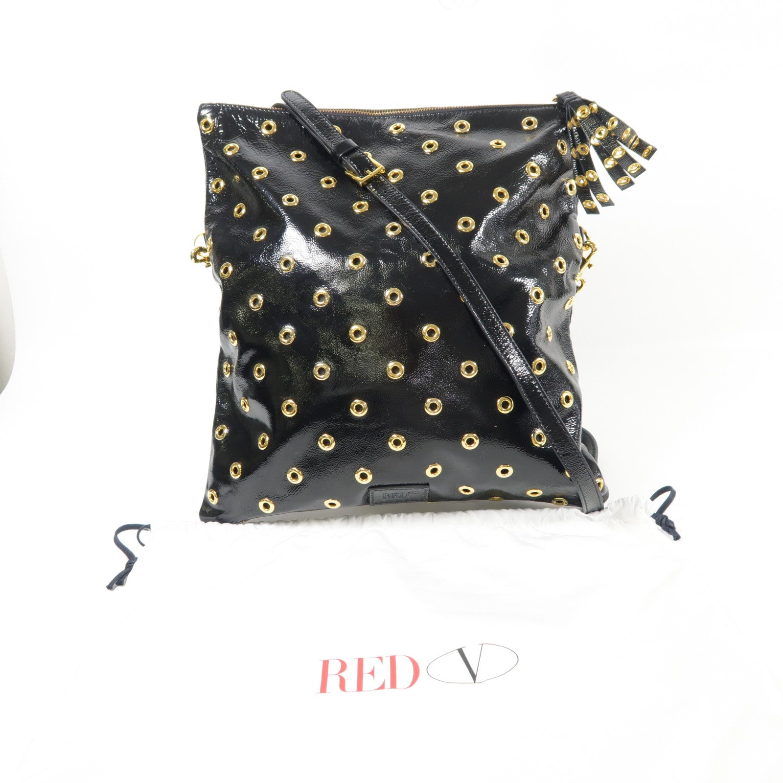 Valentino 漆皮皮革Shoulder Bag金扣肩背袋