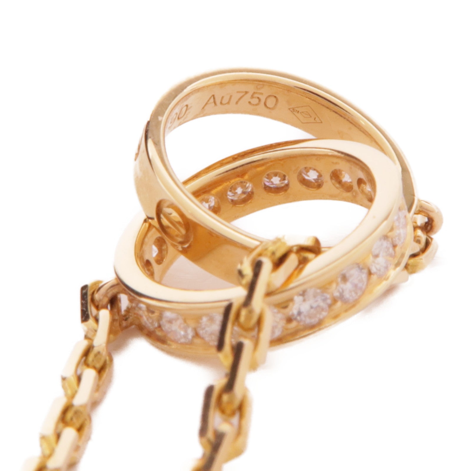 CARTIER 18K玫瑰金Love Necklace Diamonds鑽石項鍊
