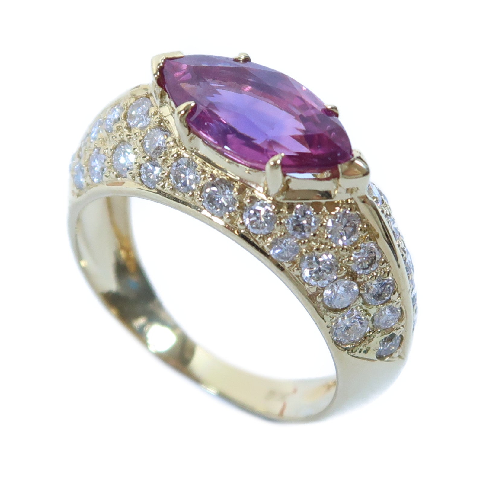 JEWELRY 【激減優惠】18K黃金Pink Sapphire Ring 1.97ct粉紅色藍寶石/1.05ct鑽石戒指US#6.5