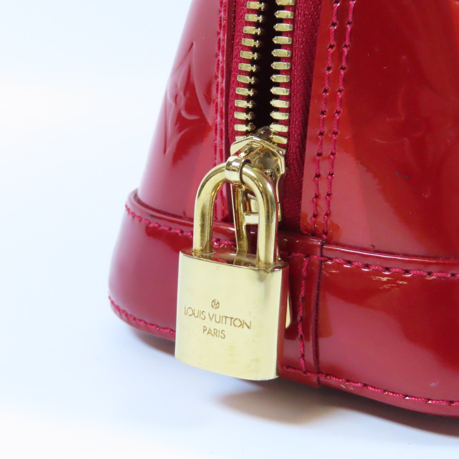 LOUIS VUITTON 【激減優惠】Monogram Vernis Alma BB金扣手挽袋紅色