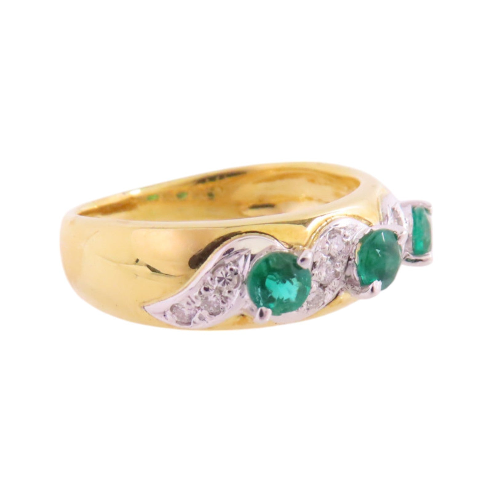 JEWELRY 【激減優惠】18K黃金/PT900鉑金/綠寶石/鑽石Emerald Diamond Ring戒指US#5.25