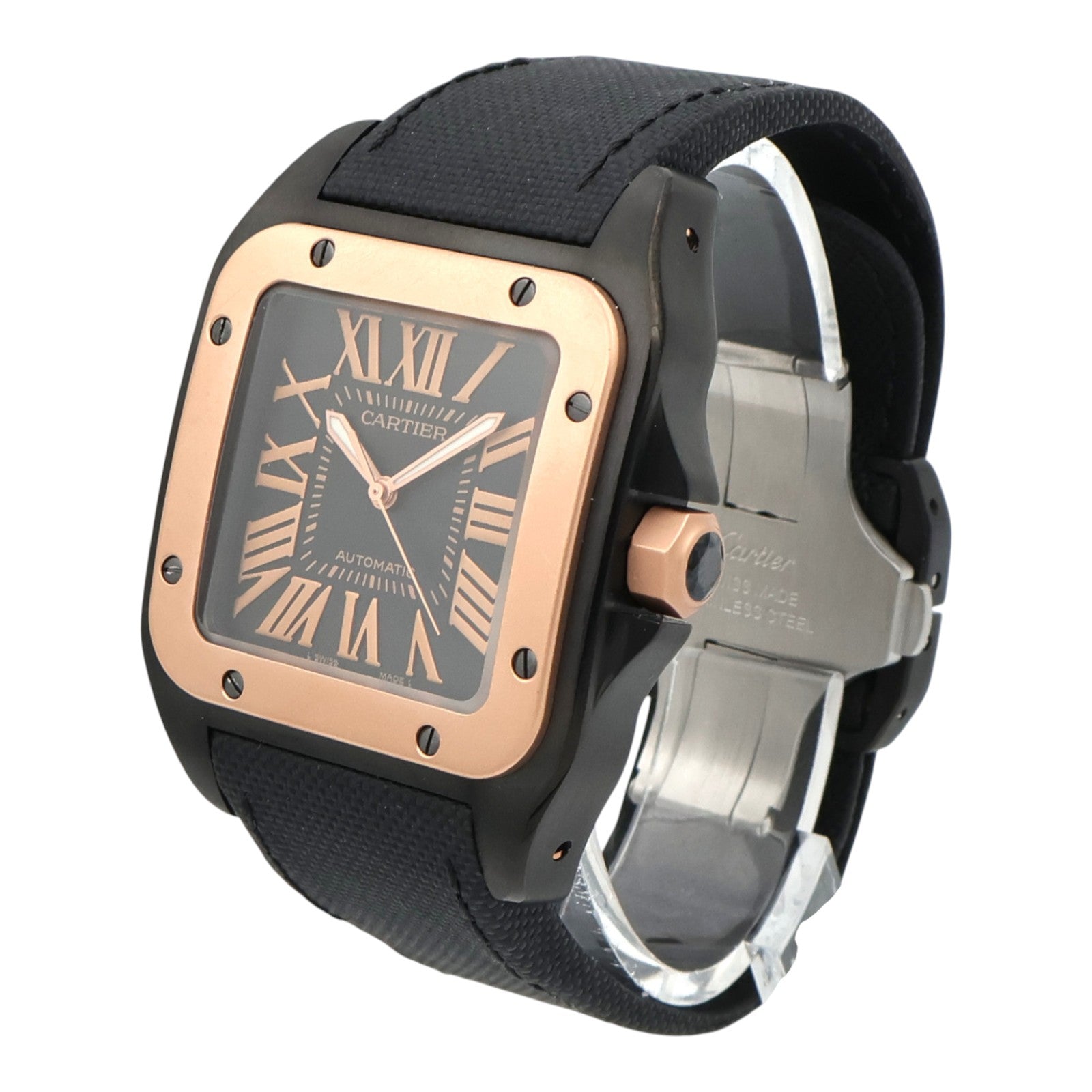 CARTIER Santos 100 Carbon Gold Bezel