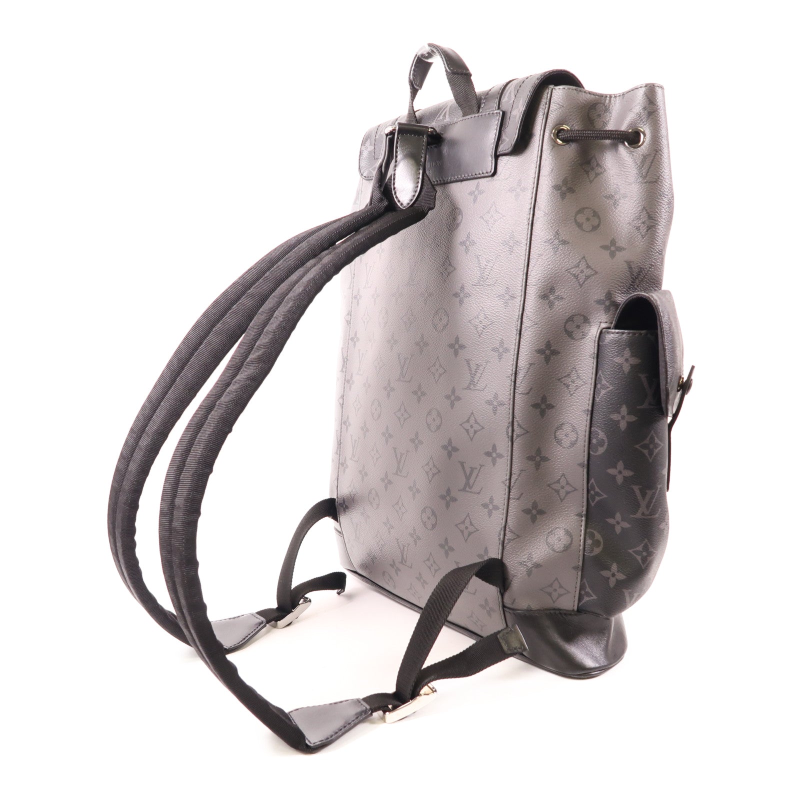 LOUIS VUITTON Monogram Eclipse Christopher MM銀扣背包