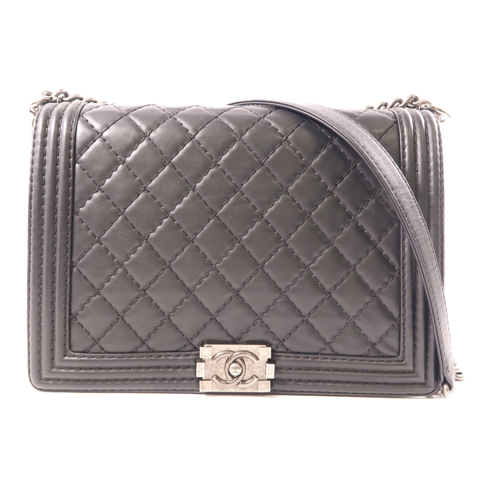 CHANEL CC SHW Boy 30 Crossbody Chain Shoulder Bag Leather