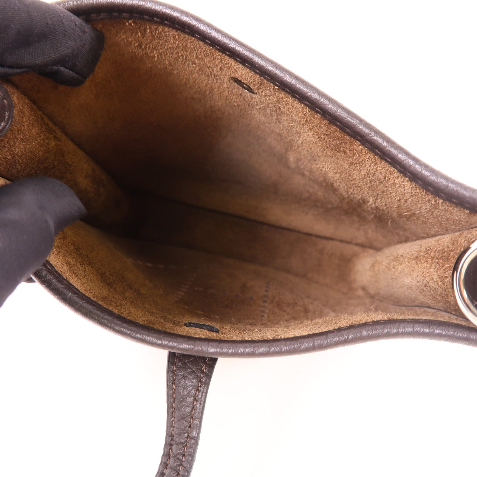 HERMES 【激減優惠】Clemence皮革Evelyne TPM銀扣肩背袋Ebene