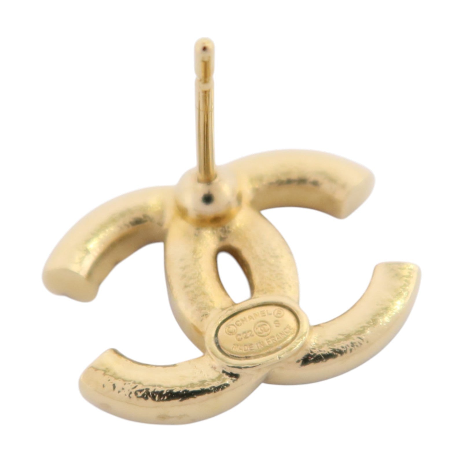 CHANEL 金屬/PVC CC Earrings金扣耳環