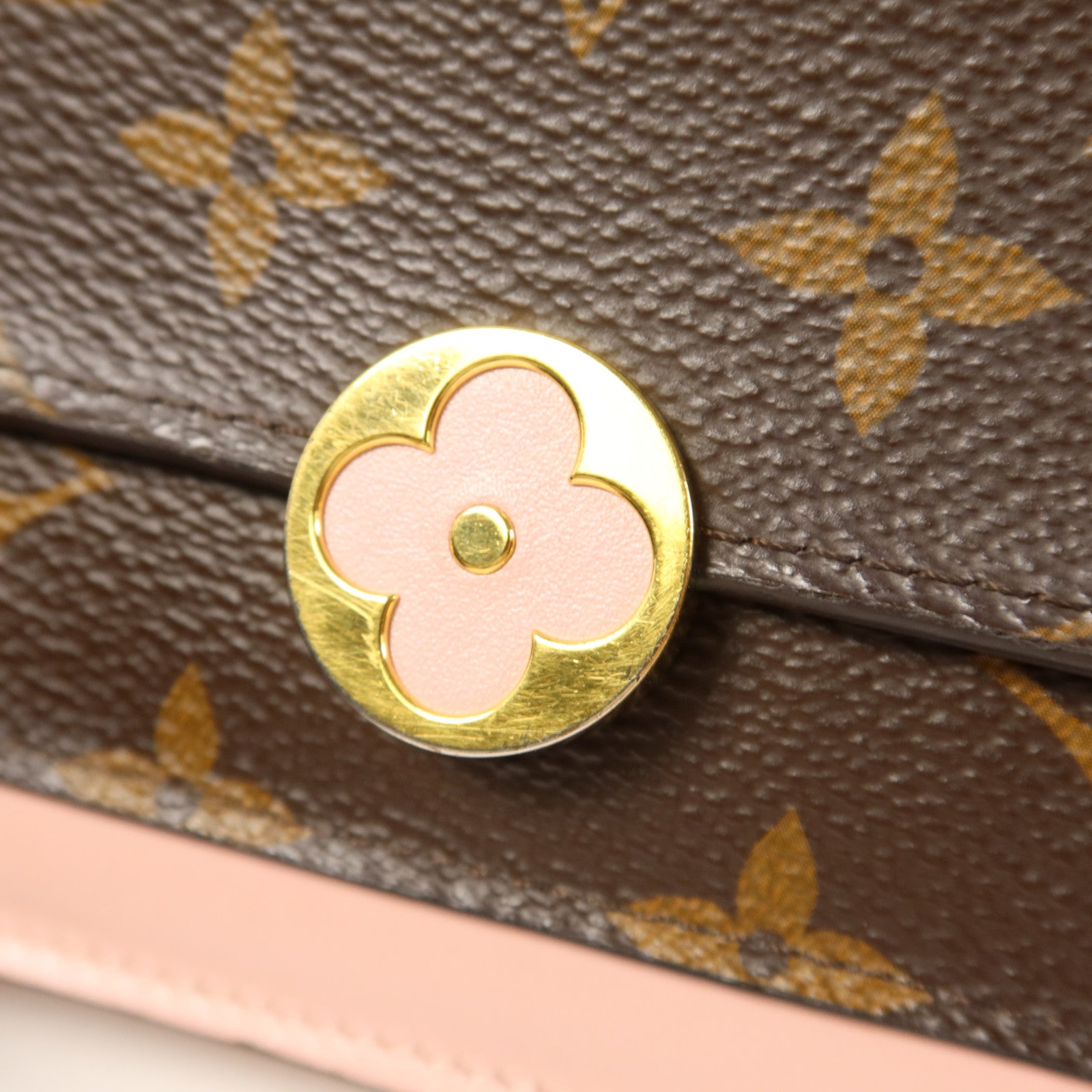 LOUIS VUITTON Monogram Flore Chain Wallet金扣鏈帶肩背袋