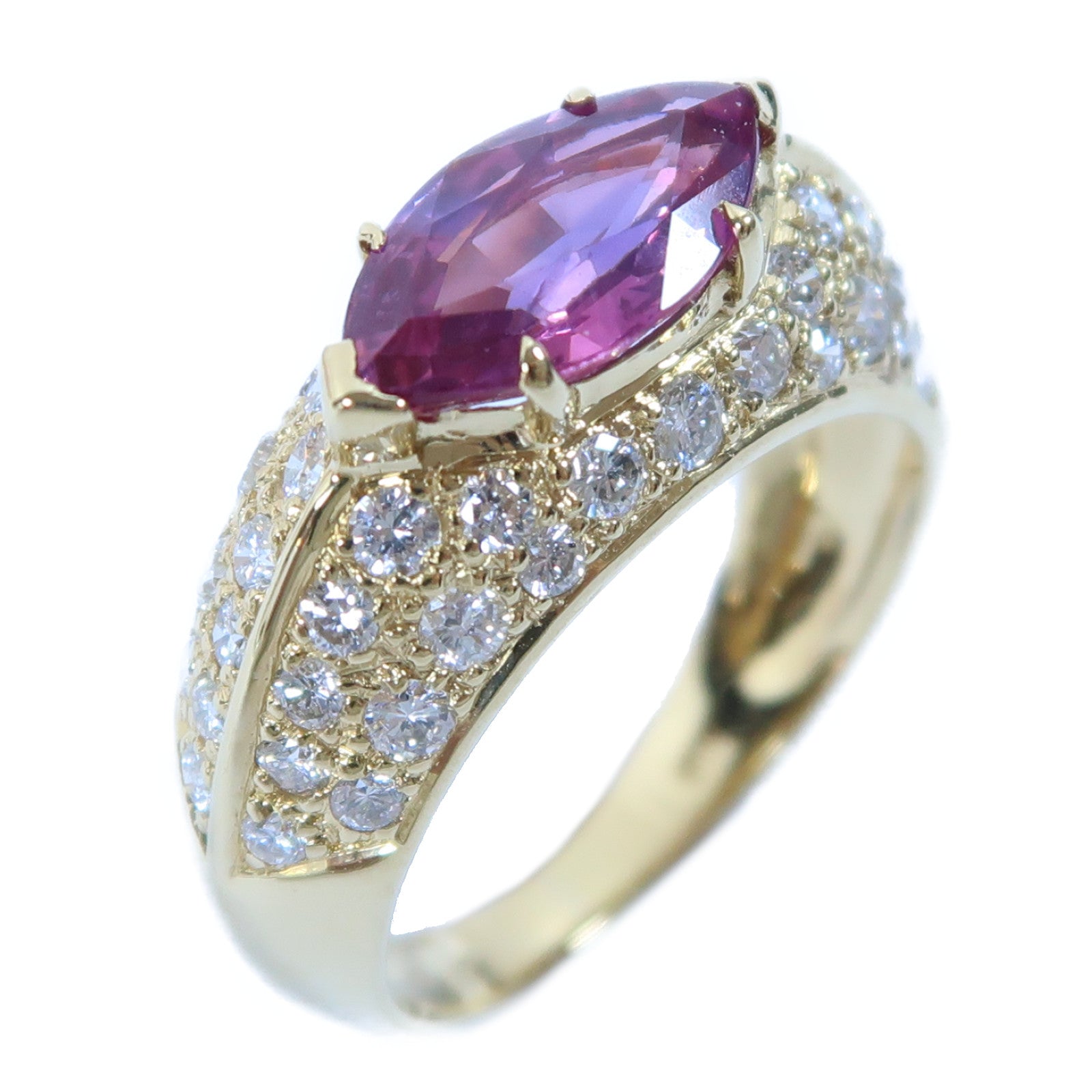 JEWELRY 【激減優惠】18K黃金Pink Sapphire Ring 1.97ct粉紅色藍寶石/1.05ct鑽石戒指US#6.5