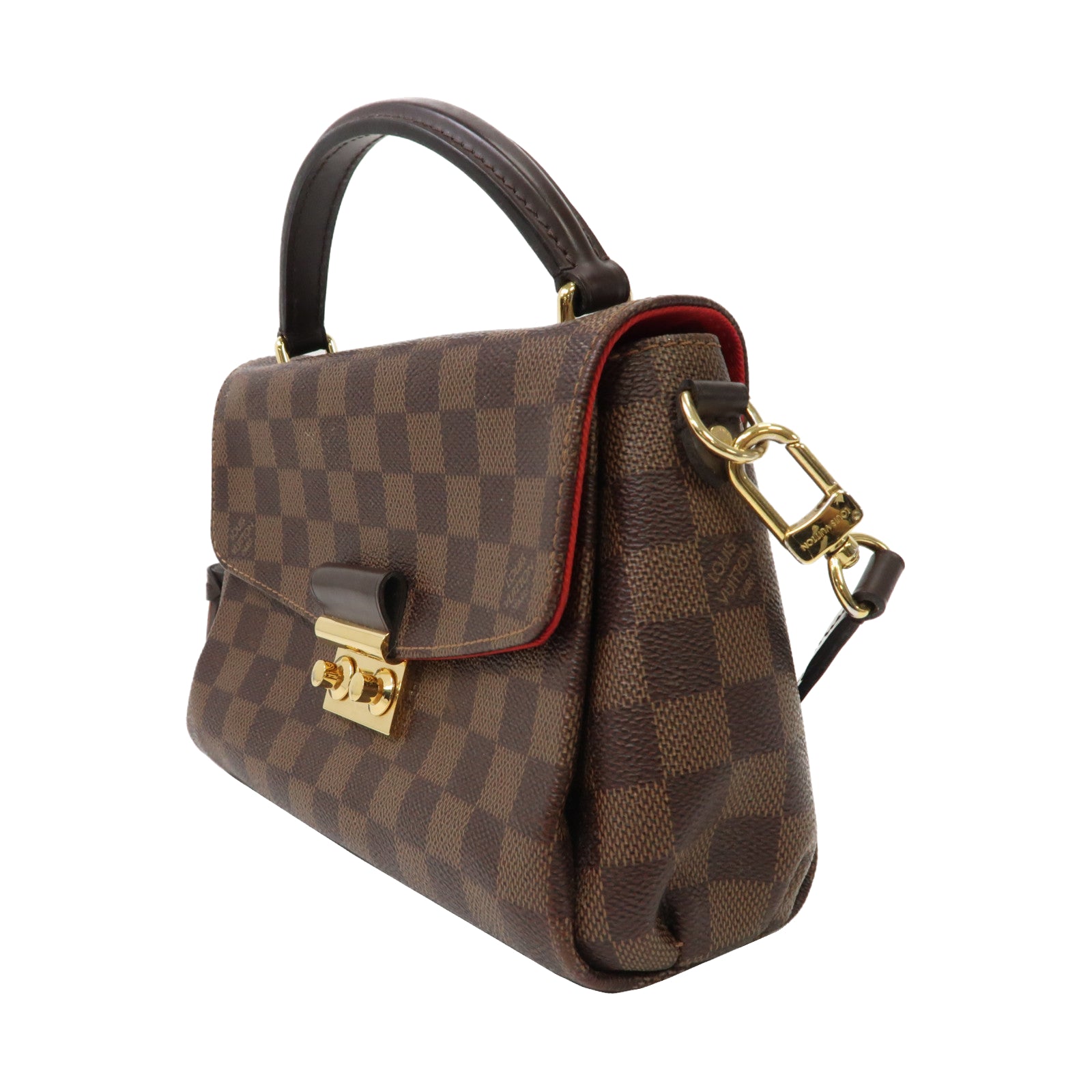 LOUIS VUITTON Damier Ebene Croisette金扣手挽肩背兩用袋啡色