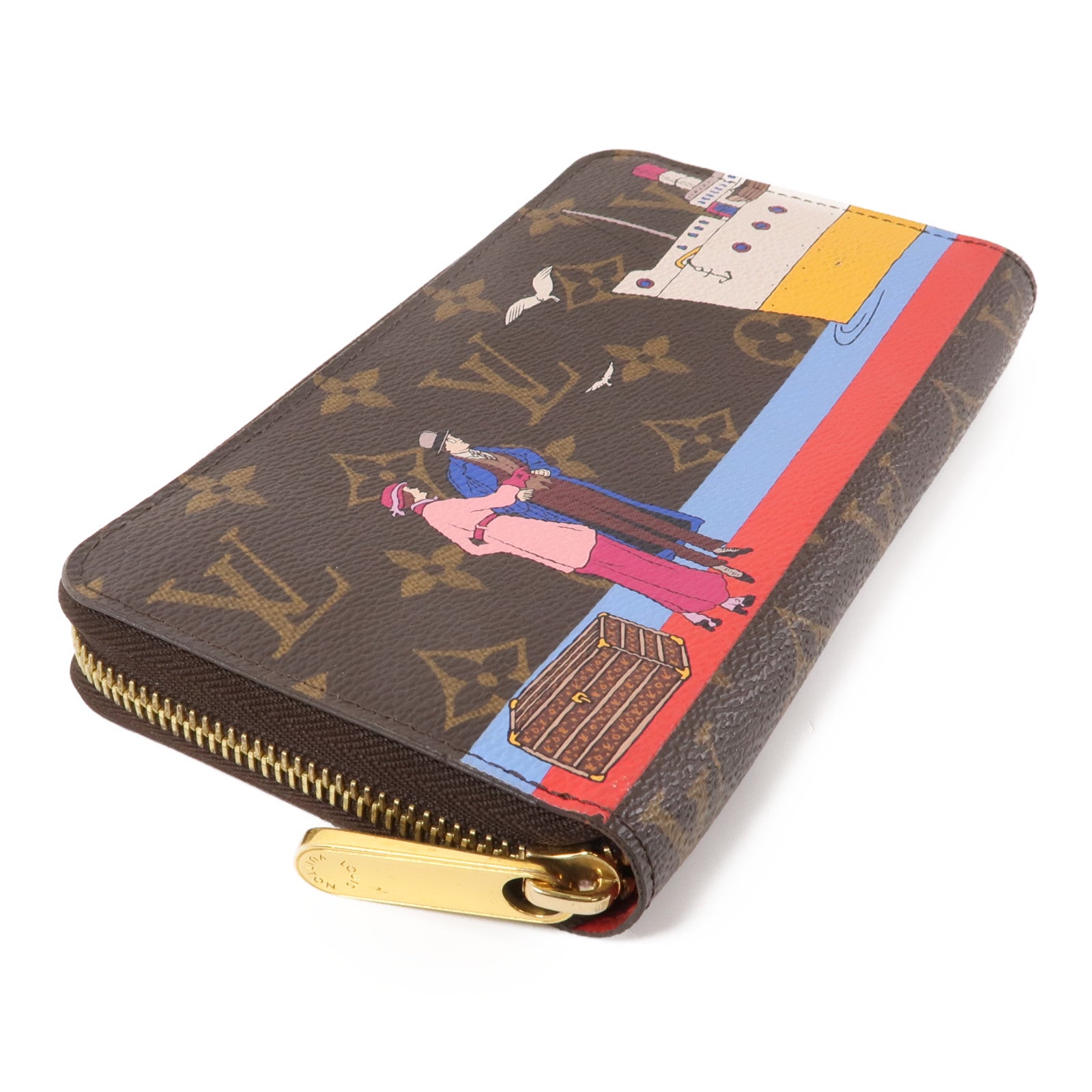 LOUIS VUITTON Monogram Zippy Wallet金扣長錢包棕色