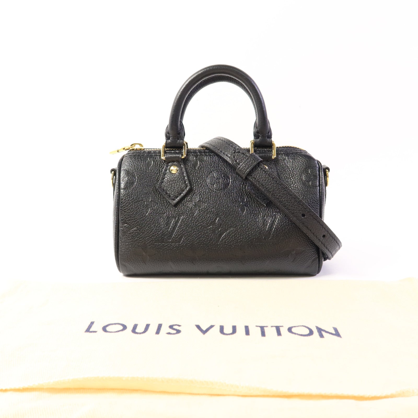 LOUIS VUITTON Monogram Empreinte Nano Speedy金扣手挽肩背兩用袋