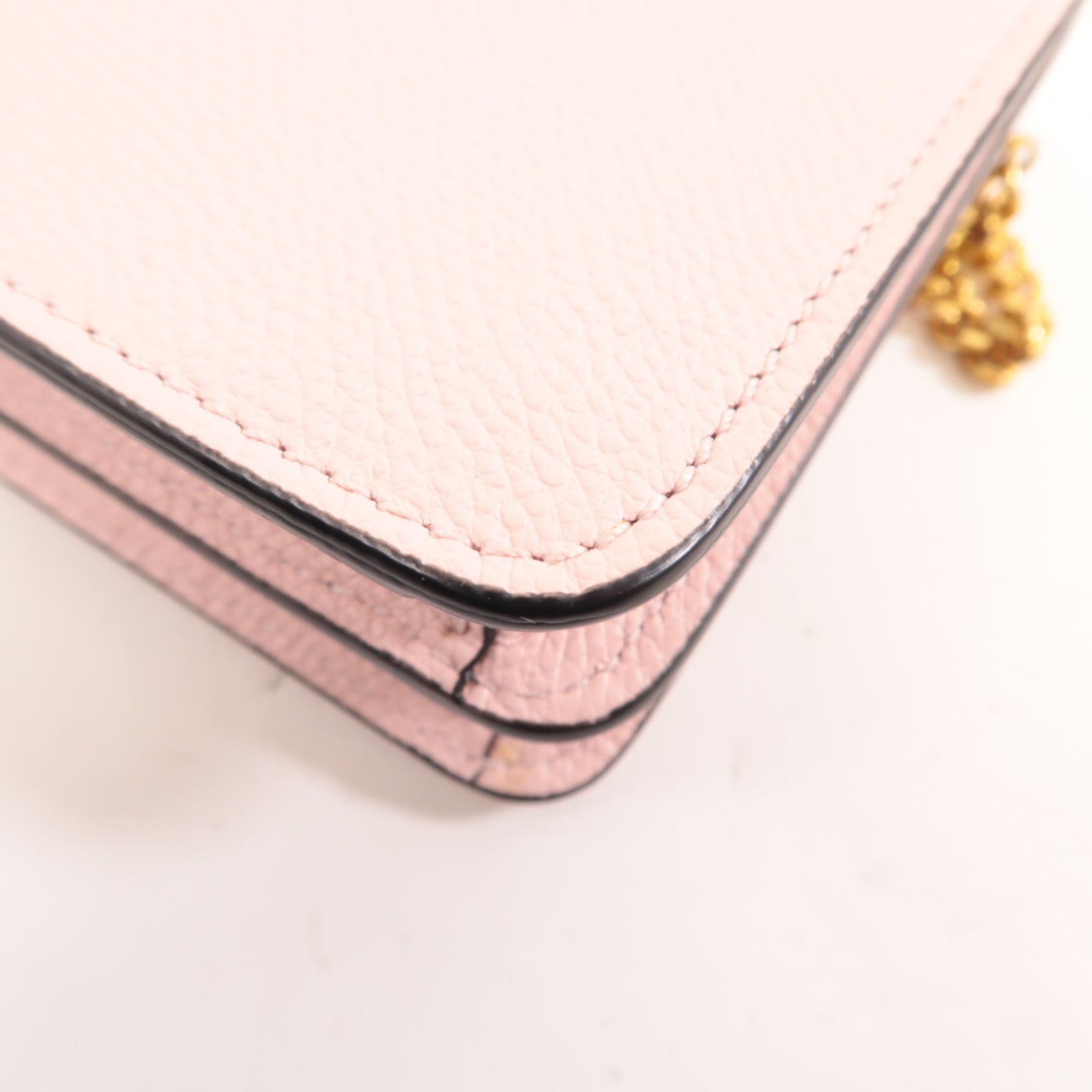 Valentino 牛皮皮革Garavani Small金扣鏈帶肩背袋粉紅色