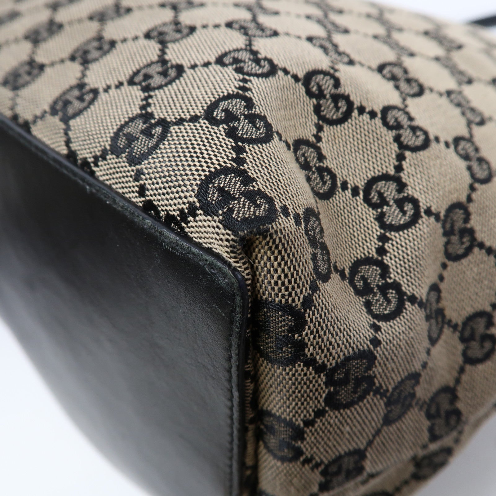 GUCCI 帆布Tote Bag金扣手挽袋啡色