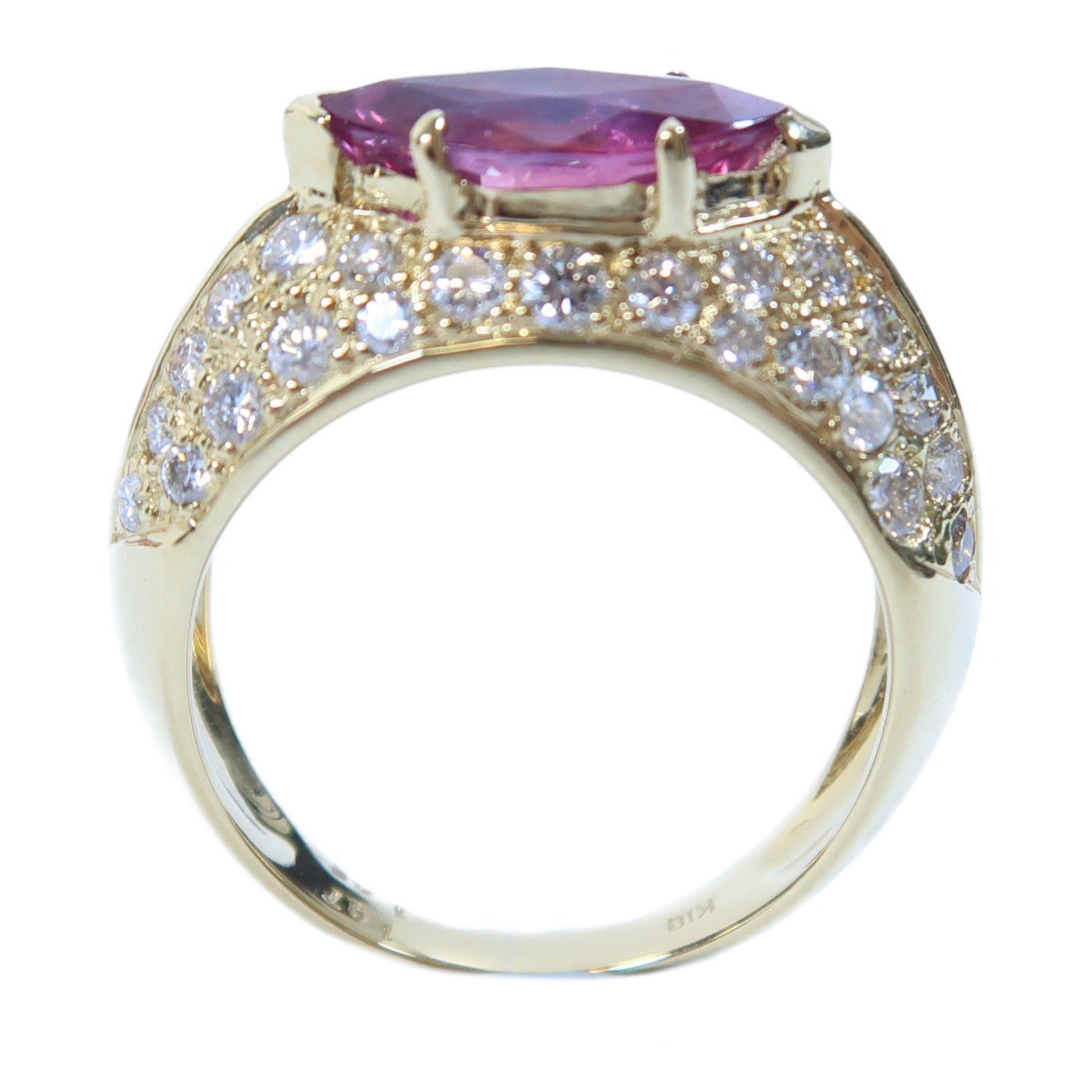 JEWELRY 【激減優惠】18K黃金Pink Sapphire Ring 1.97ct粉紅色藍寶石/1.05ct鑽石戒指US#6.5