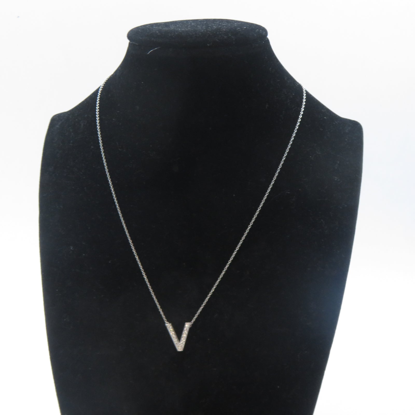 TIFFANY＆CO PT950鉑金V Diamond Neckalce鑽石項鍊