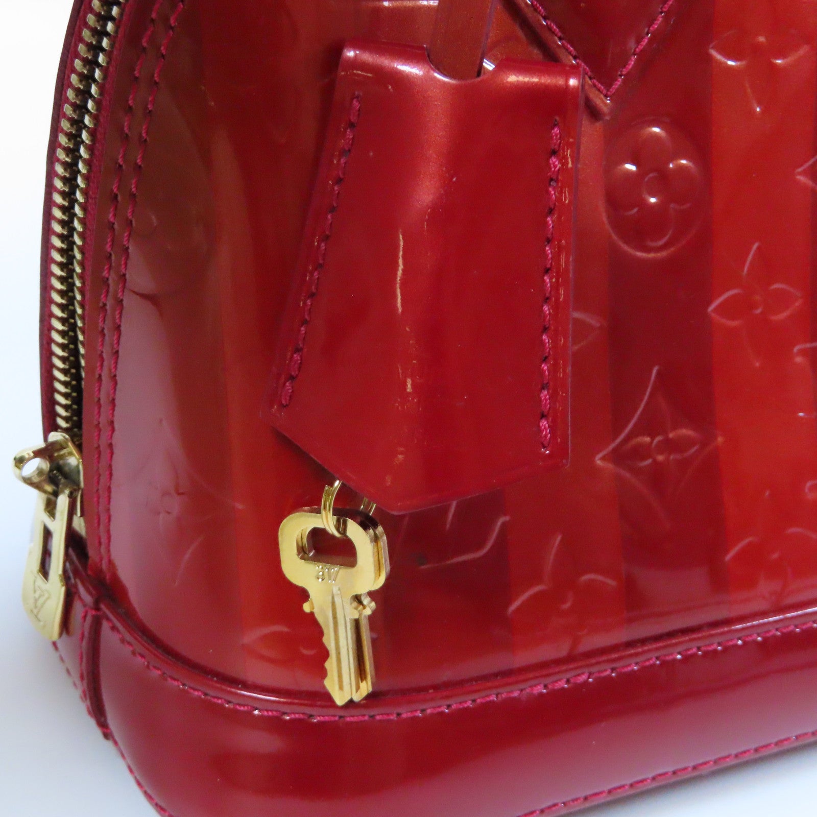 LOUIS VUITTON 【激減優惠】Monogram Vernis Alma BB金扣手挽袋紅色
