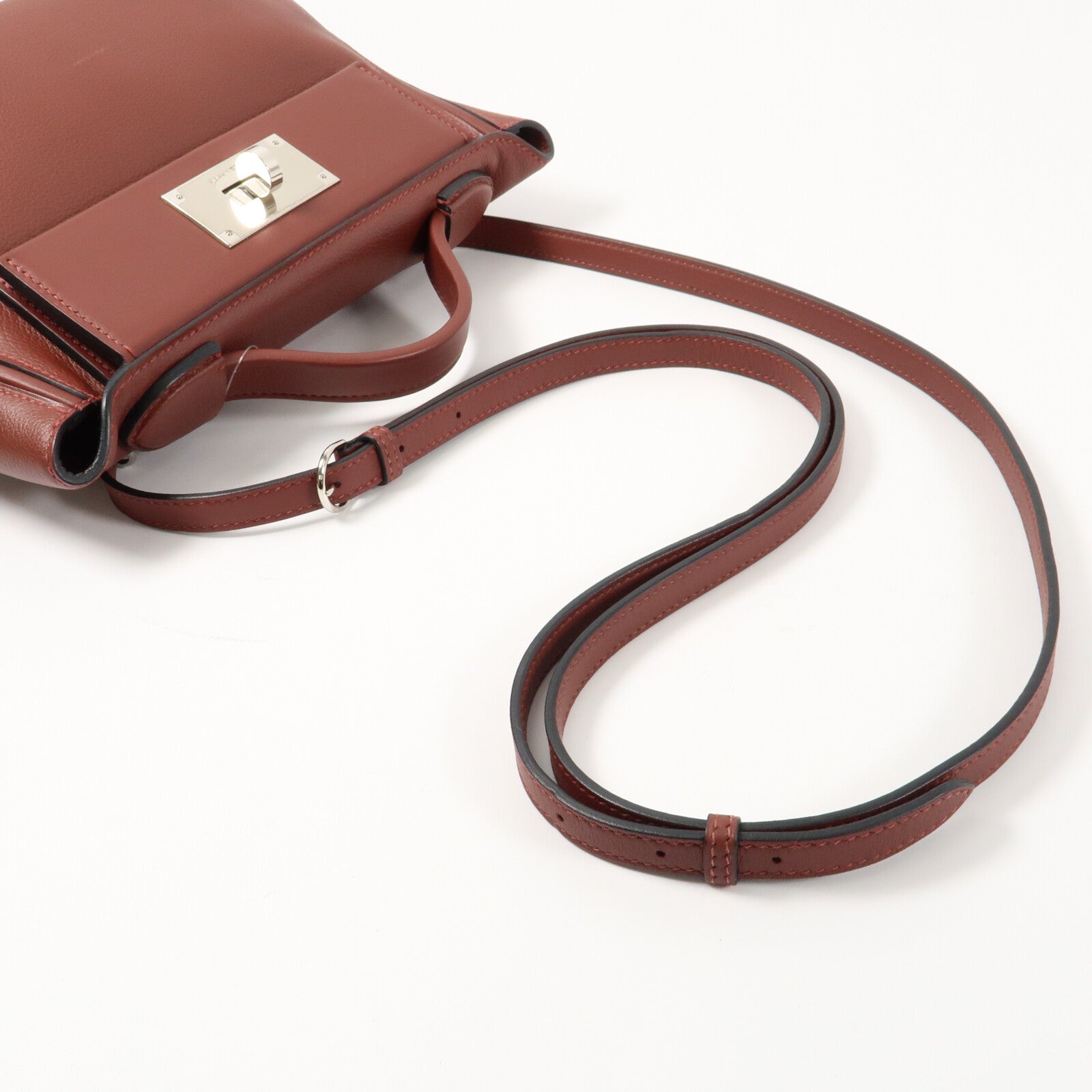 HERMES Evercolor皮革24/24 Mini銀扣手挽肩背兩用袋Rougeh